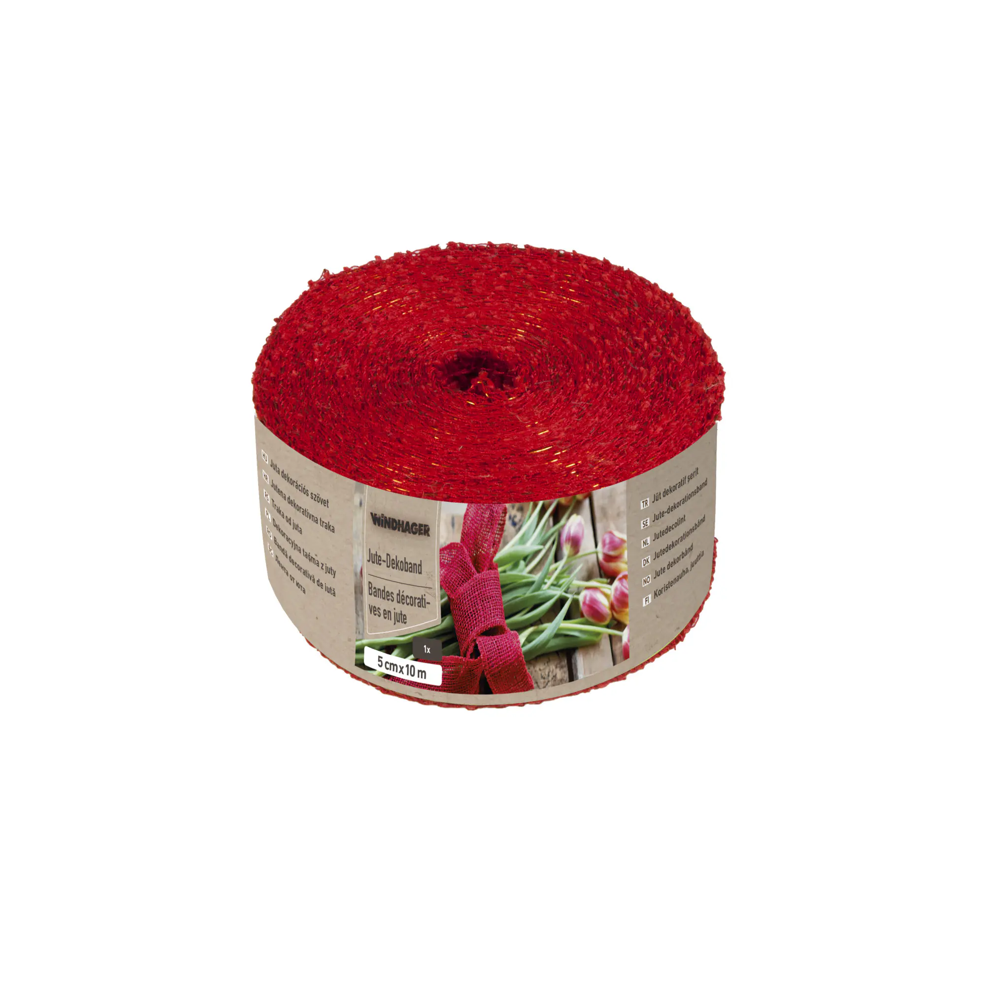Windhager Jute Deko Band 5 cm x 10 m, rot