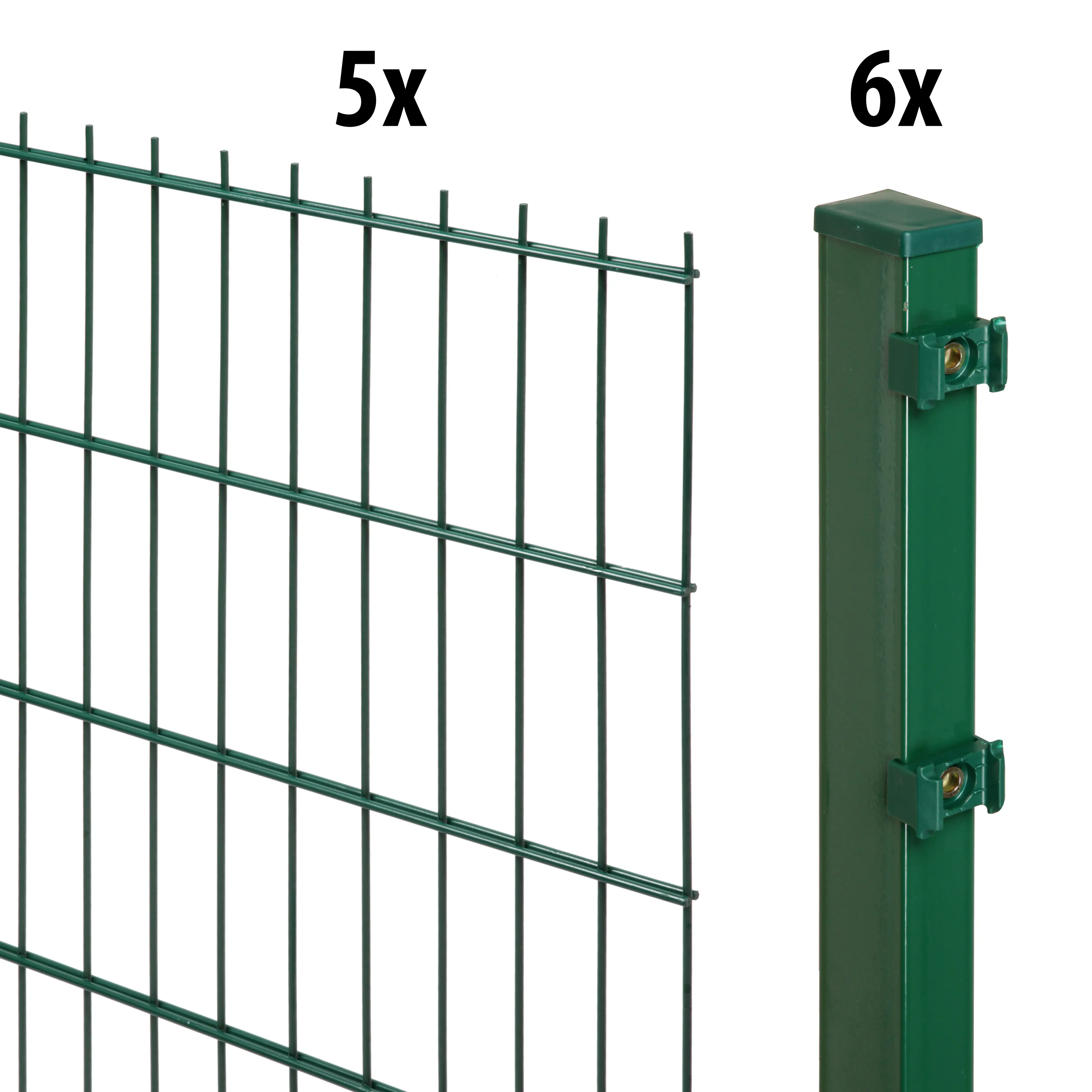 Floraworld Doppelstabmatten-Zaun Set Comfort 10 m 201 x 183 cm inkl. 6 Pfosten 240 cm moosgrün