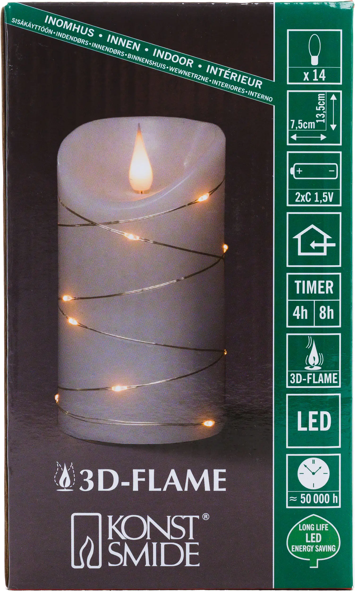 7318301834198_01 Konstsmide LED Echtwachskerze 13,5 x Ø 7,5 cm, batteriebetrieben