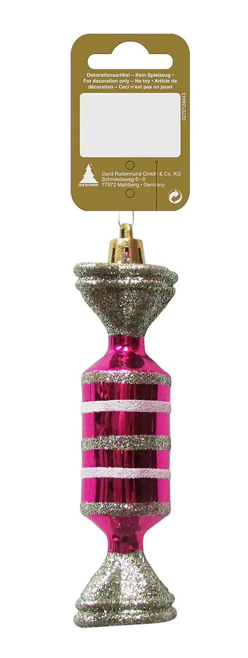 Christbaumschmuck Bonbon 11 cm rosa silber