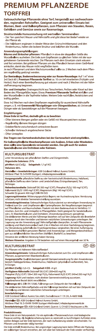 Greenworld Premium Pflanzerde torffrei 60 L