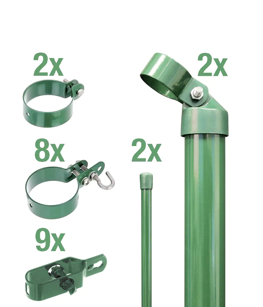 Alberts Zaunanschluss-Set zweiseitige Anschluss Ø 6 cm 200 cm grün zE 2 Stk Alberts Zaunanschluss-Set zweiseitige Anschluss Ø 6 cm 200 cm grün zE 2 Stk