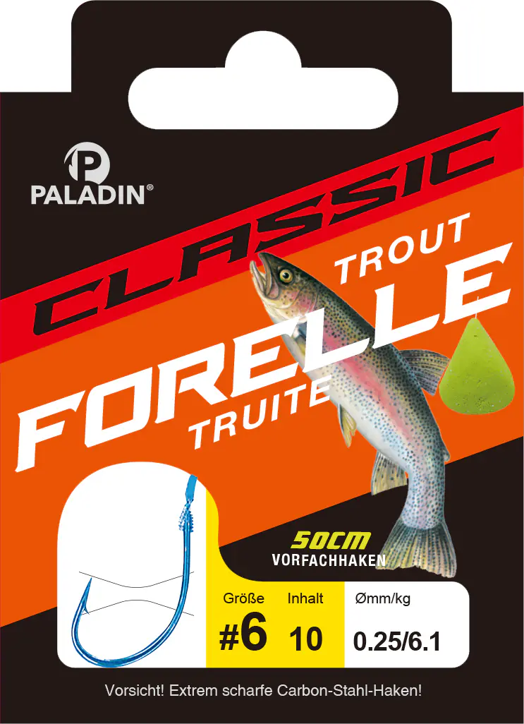 Paladin Forellenhaken gebunden Größe 12 50 cm 10 Stück blau