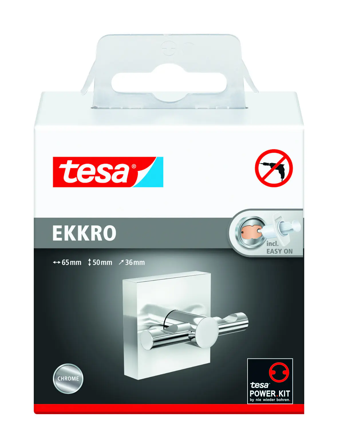 tesa Handtuchhaken EKKRO zum Kleben chrom