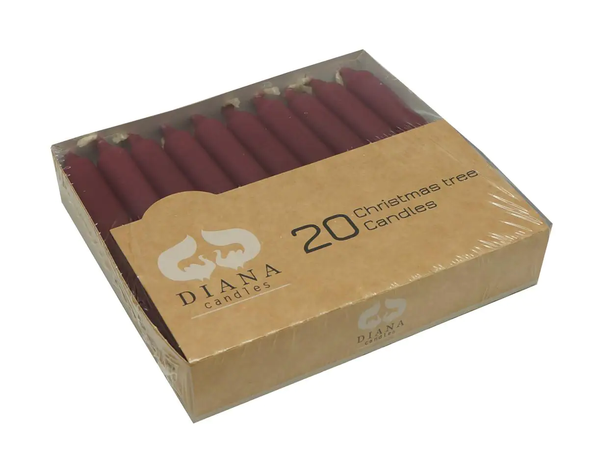 Diana Candles Baumkerzen Ø 1,2 cm x 11 cm bordeaux 20er Pack