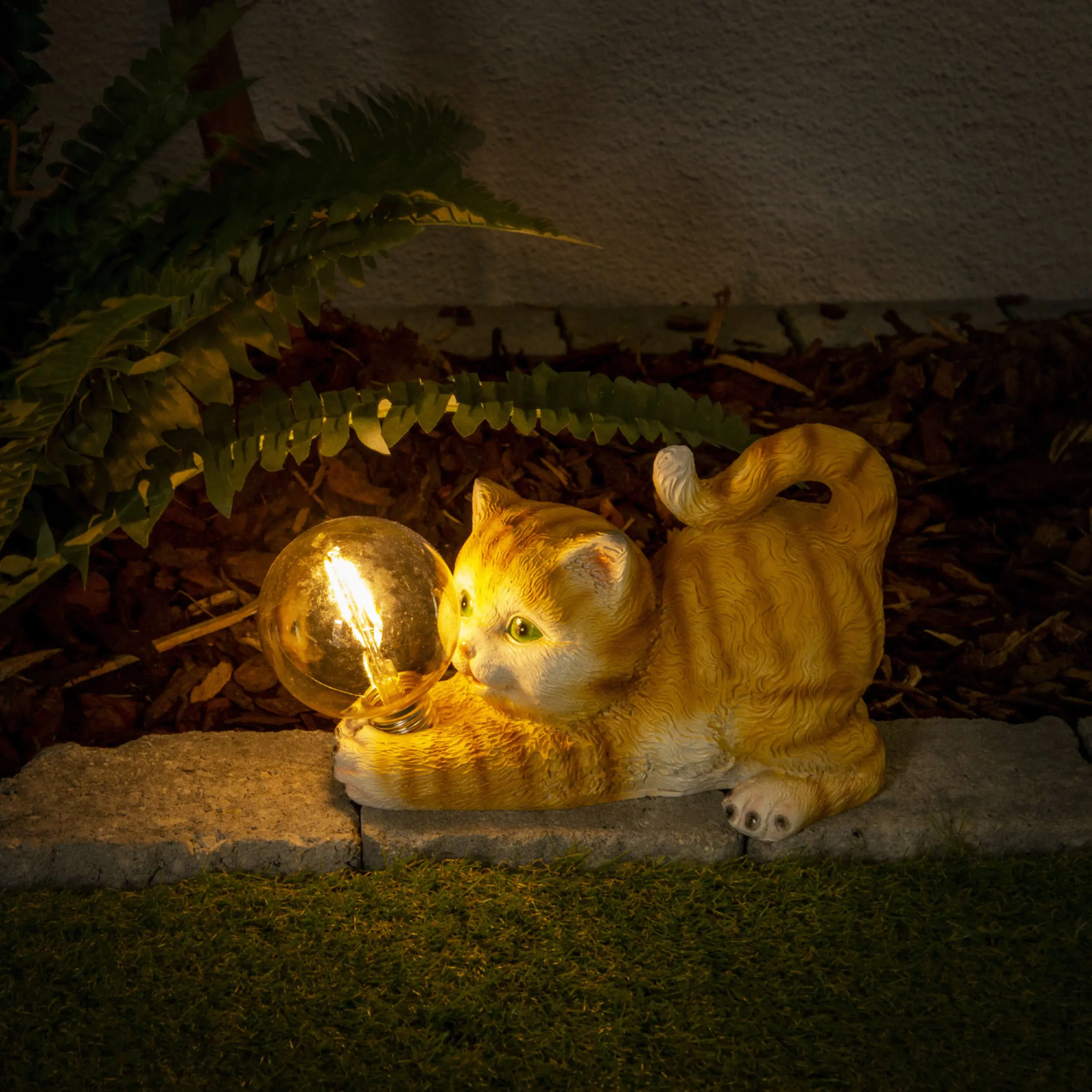Light & More LED Solarleuchte Katze orange 25 x 11 x 15 cm warmweiß
