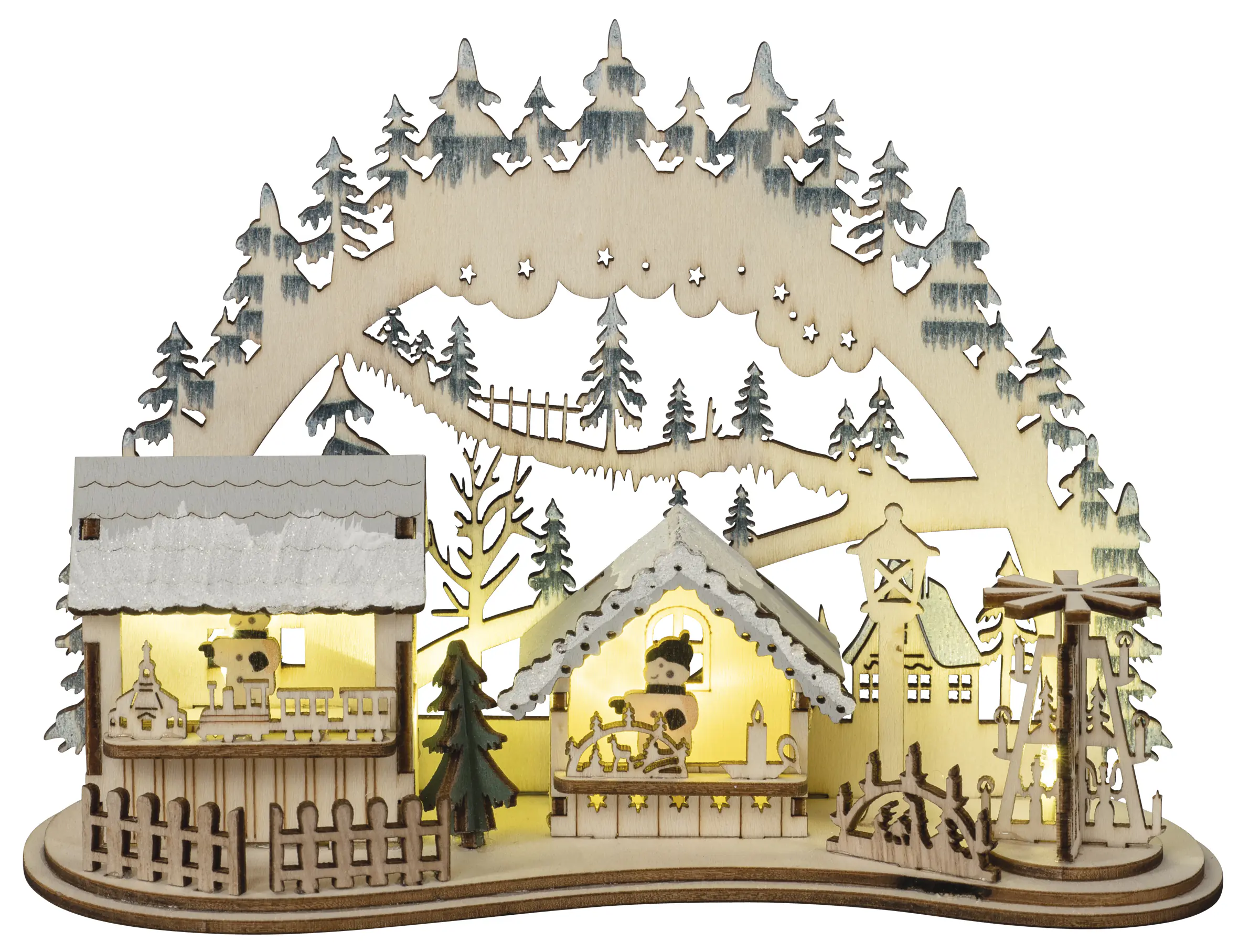 3D-Lichterbogen Deko Weihnachten Holz 20 cm warmweiß 2-fach sortiert 