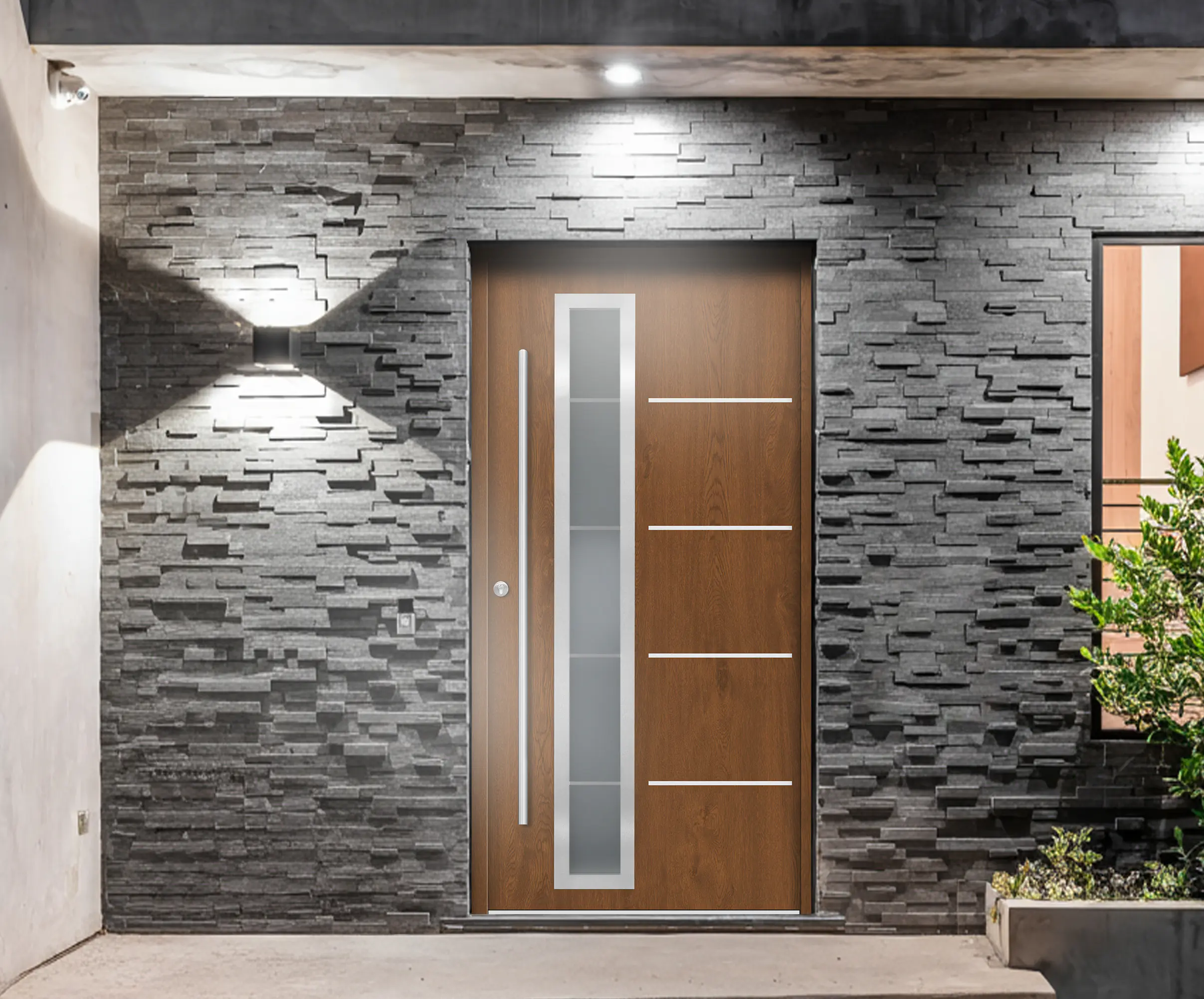 Splendoor Haustür Passivedoor Premium B06 Golden Oak DIN Links 100 x 210 cm