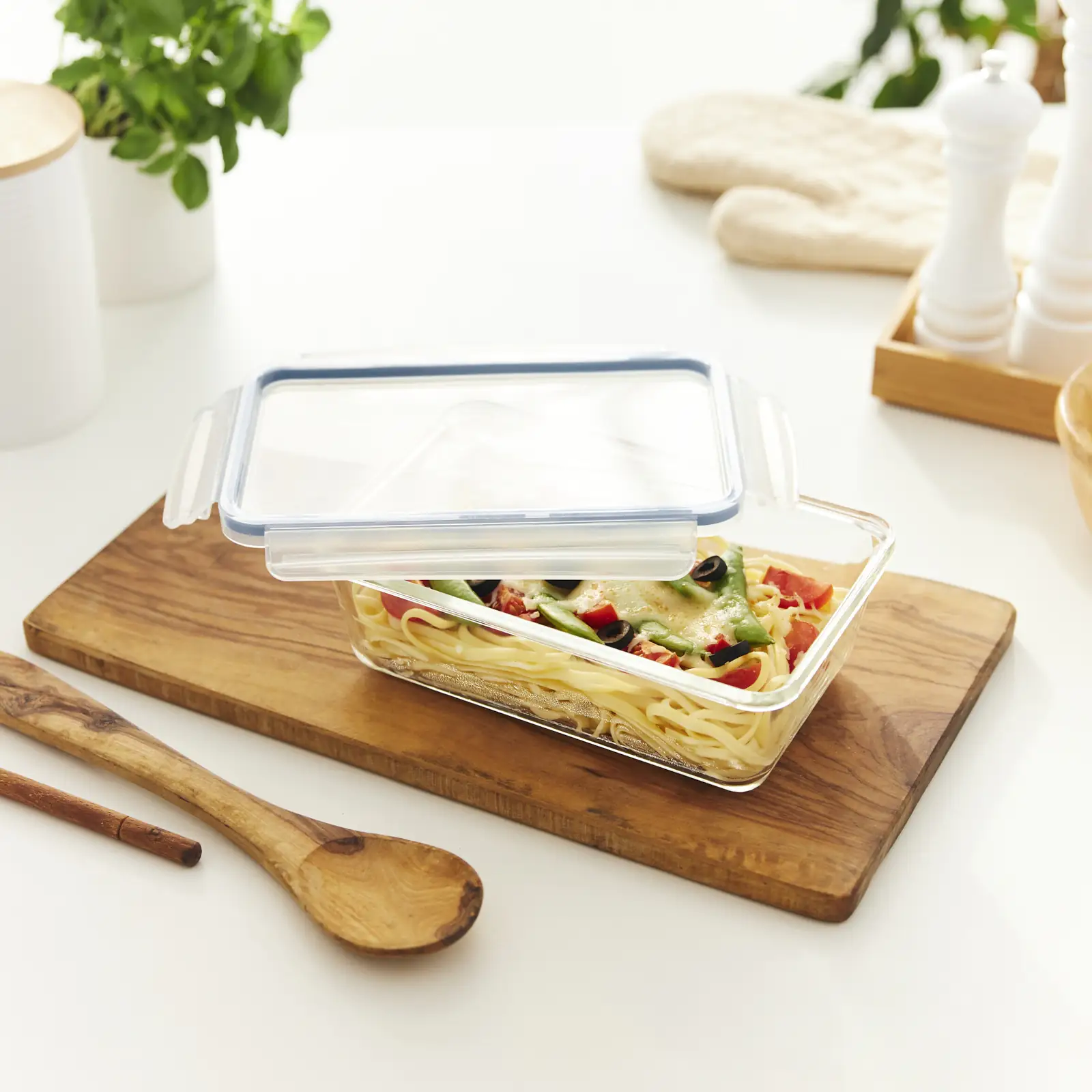 Rotho Kühlschrankdose Glas CLIC & LOCK 1,3 L, 3er Set