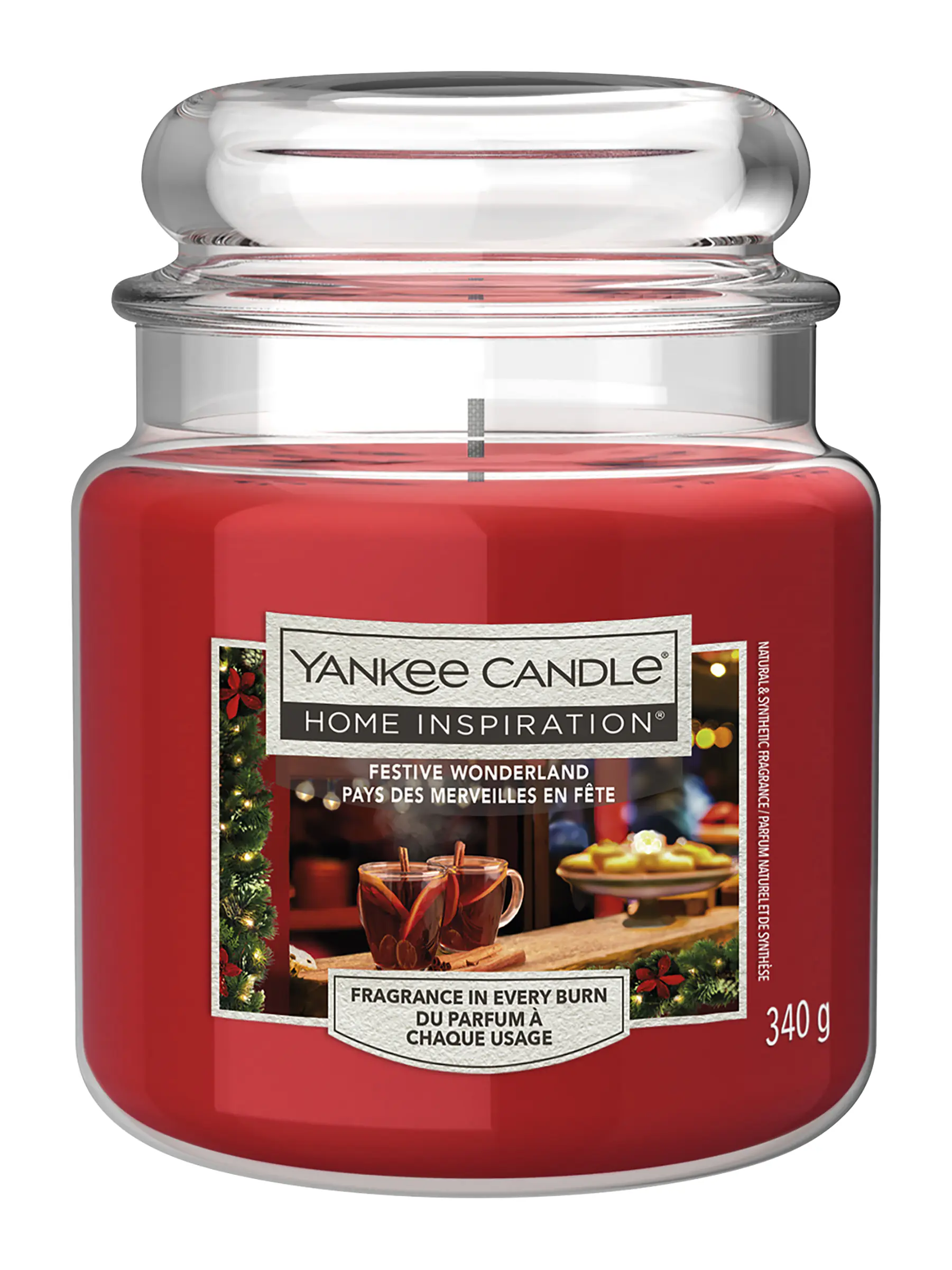 Yankee Candle Duftkerze Mittleres Glas Festive Wonderland 340 g rot