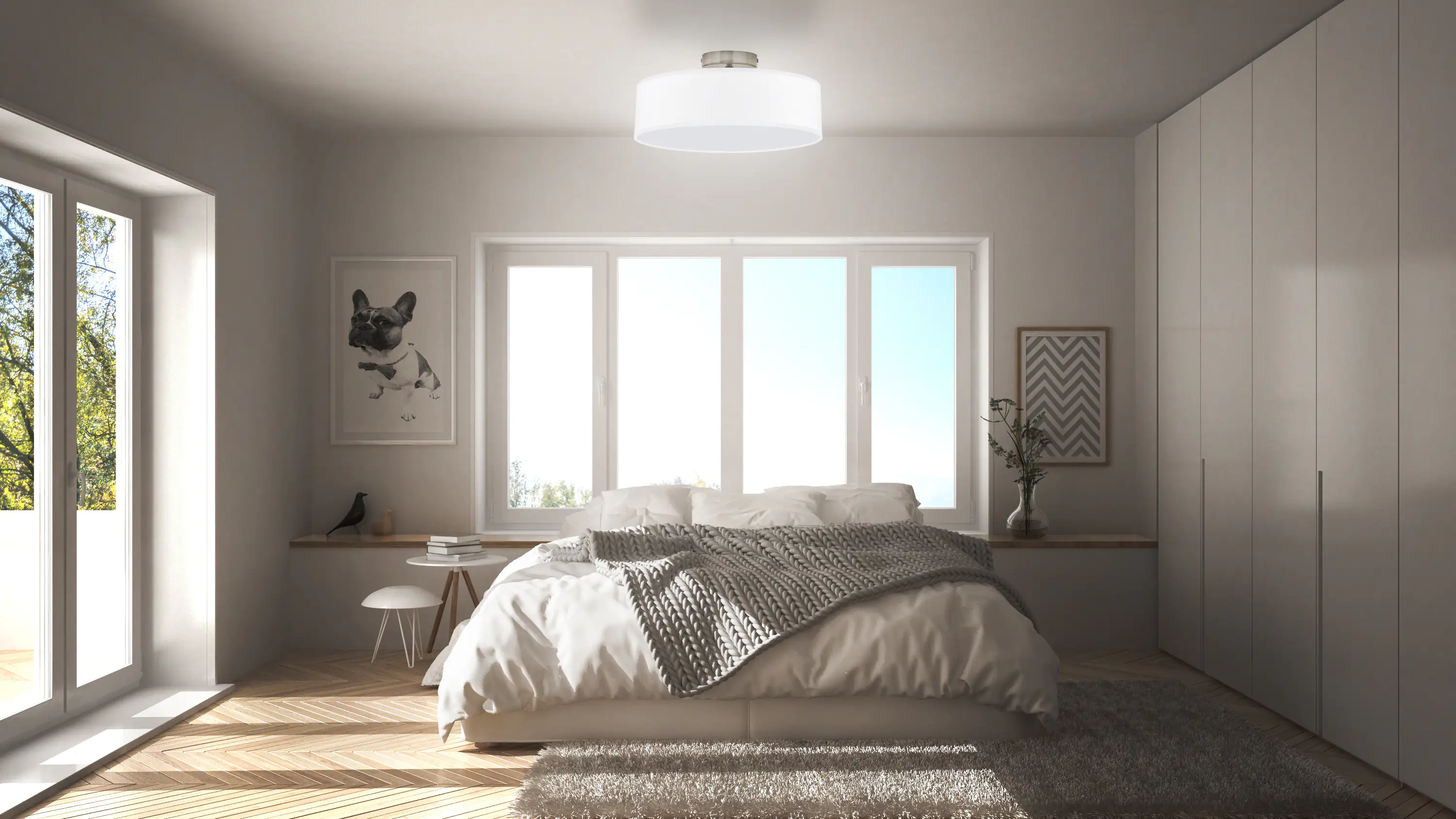 Di-Ka Deckenleuchte Textil weiß satin