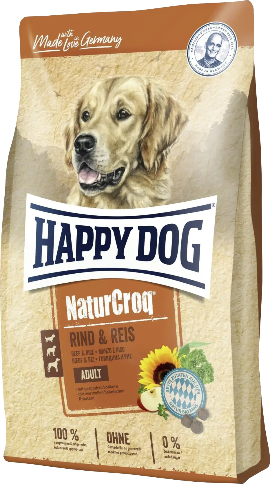 Happy Dog Premium NaturCroq Hundetrockenfutter Adult 15 kg Rind & Reis 