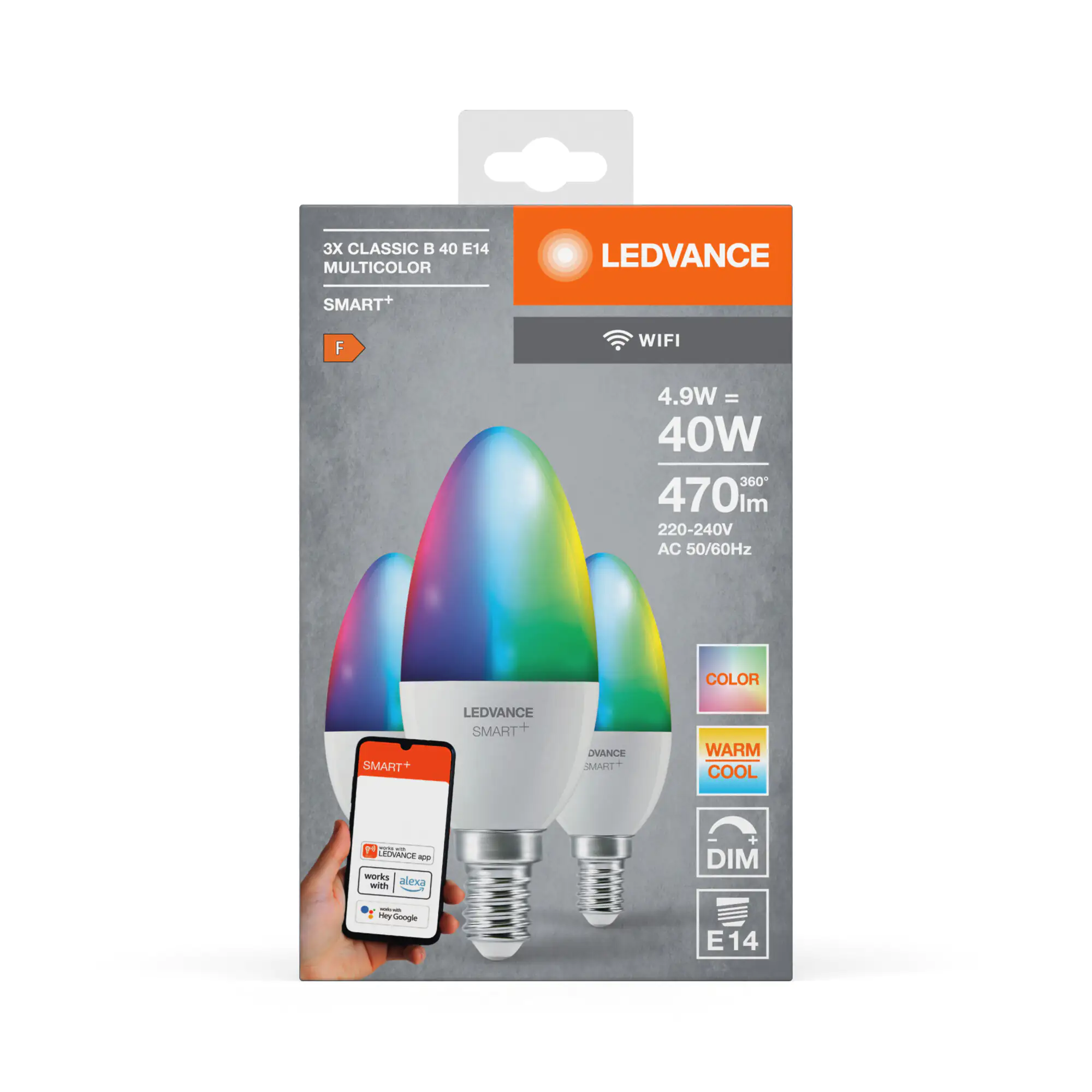 Ledvance Smart+ LED Kerzenlampe E14 4,9 W RGBW 3er Pack
