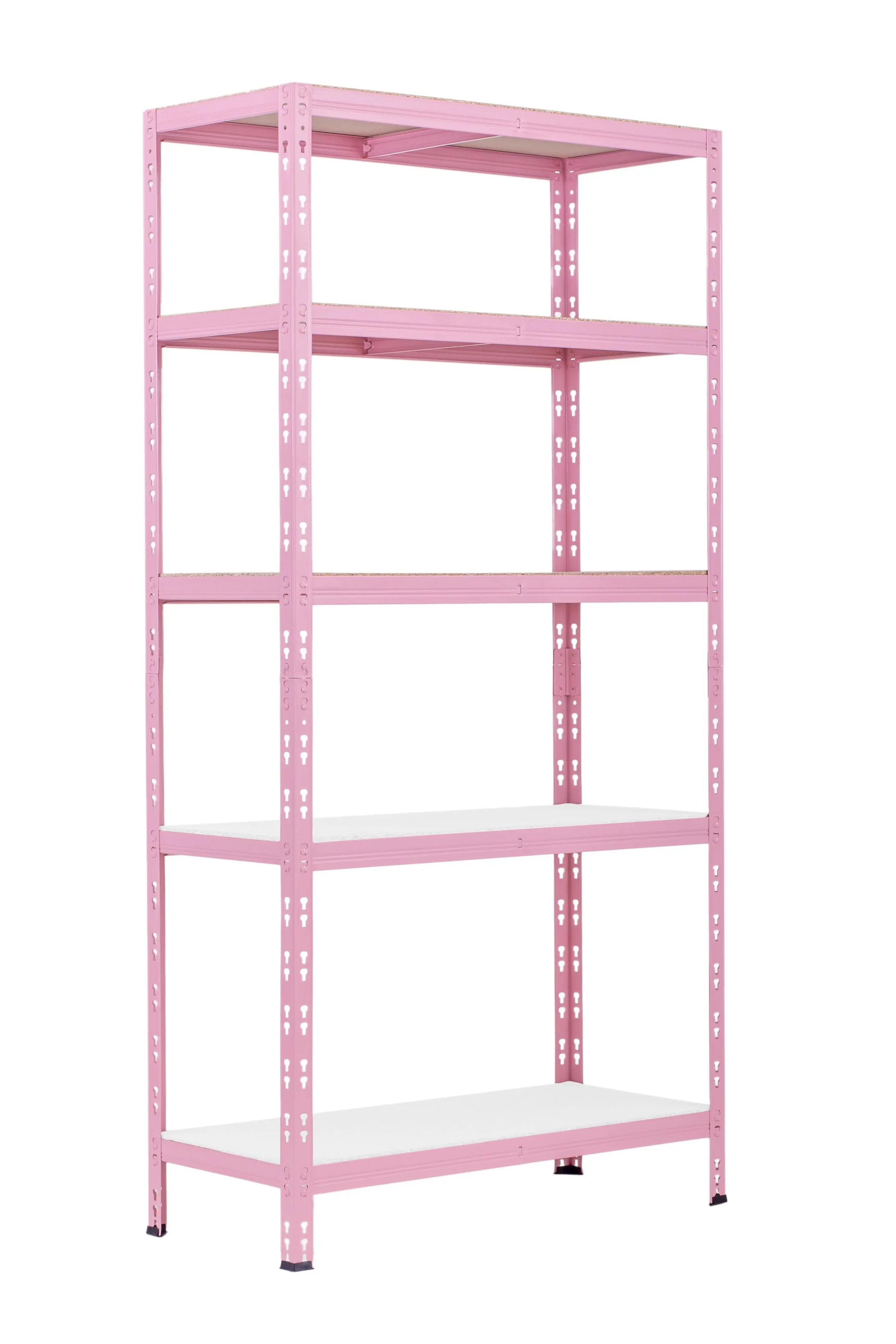 Schwerlastregal Stahl 180 x 90 x 40 cm 5 Holzböden 600 kg rosa