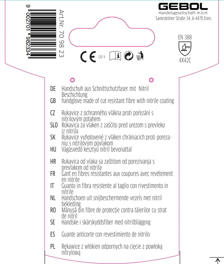 Gebol Handschuh Master Cut C Plus  