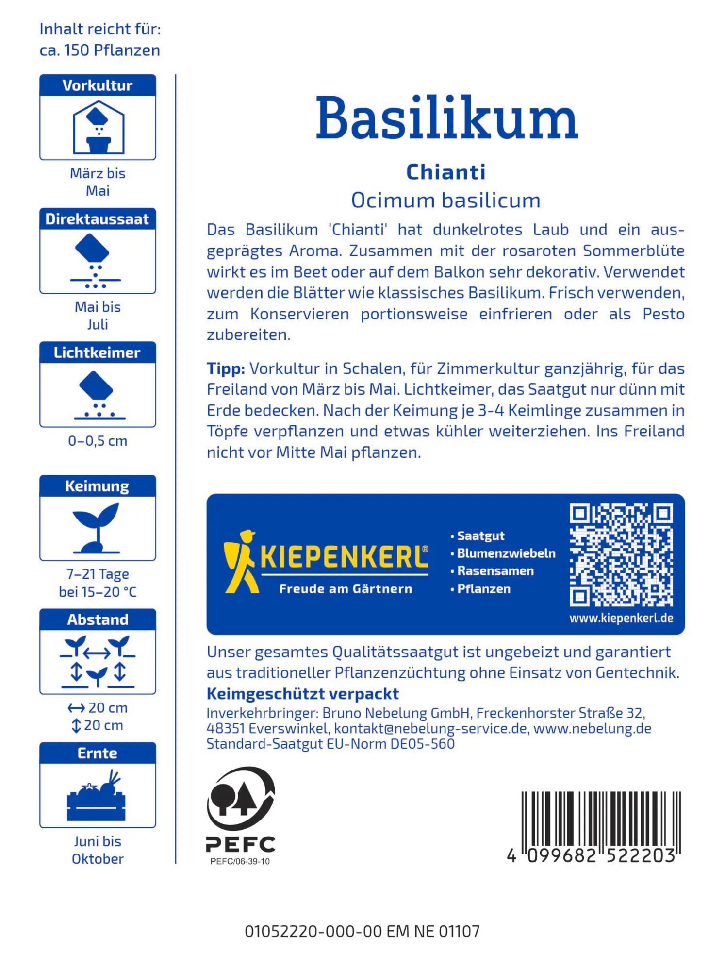 Kiepenkerl Saatgut Basilikum Chianti für ca. 150 Pflanzen