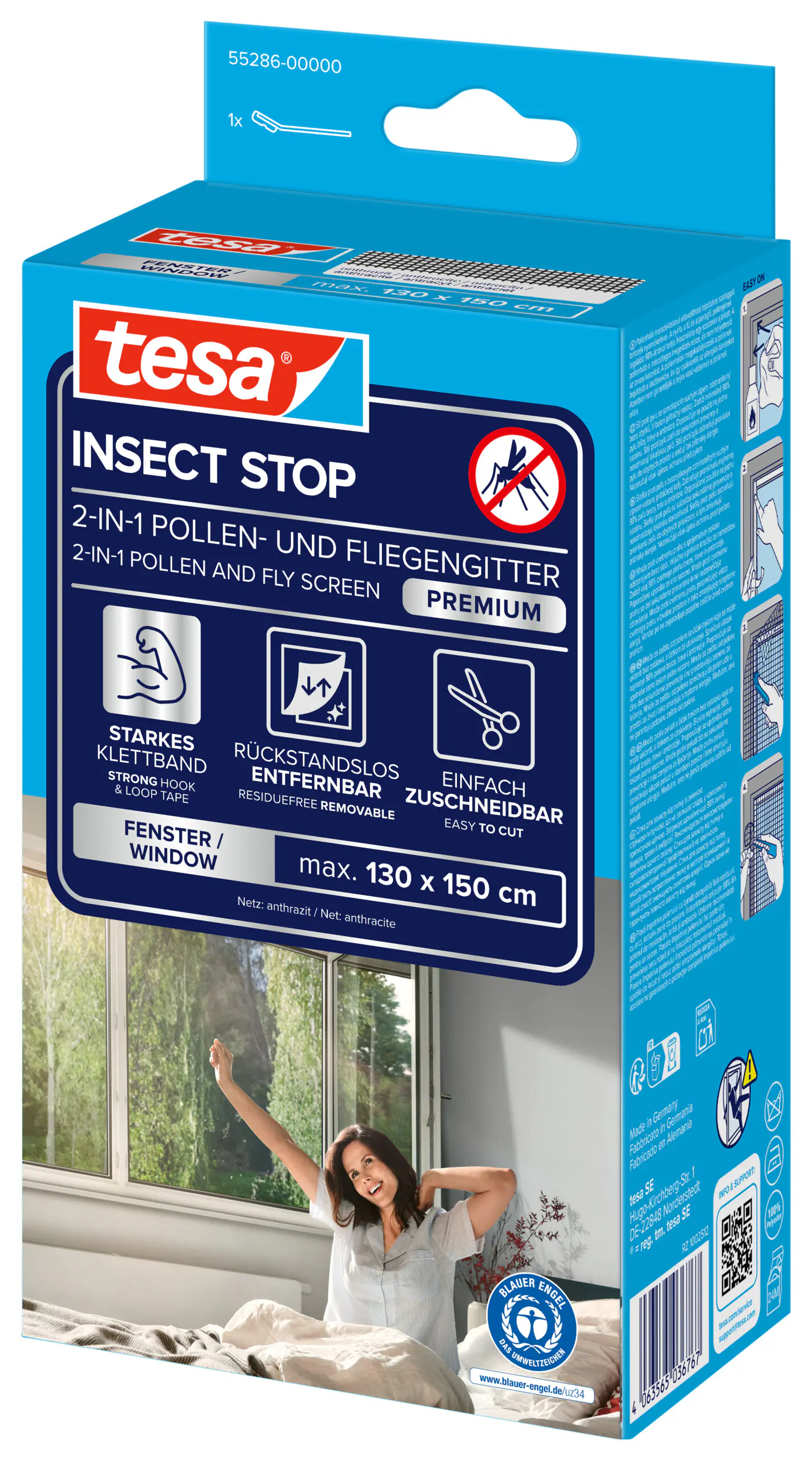 tesa Pollenschutzgitter 130 x 150 cm weiß