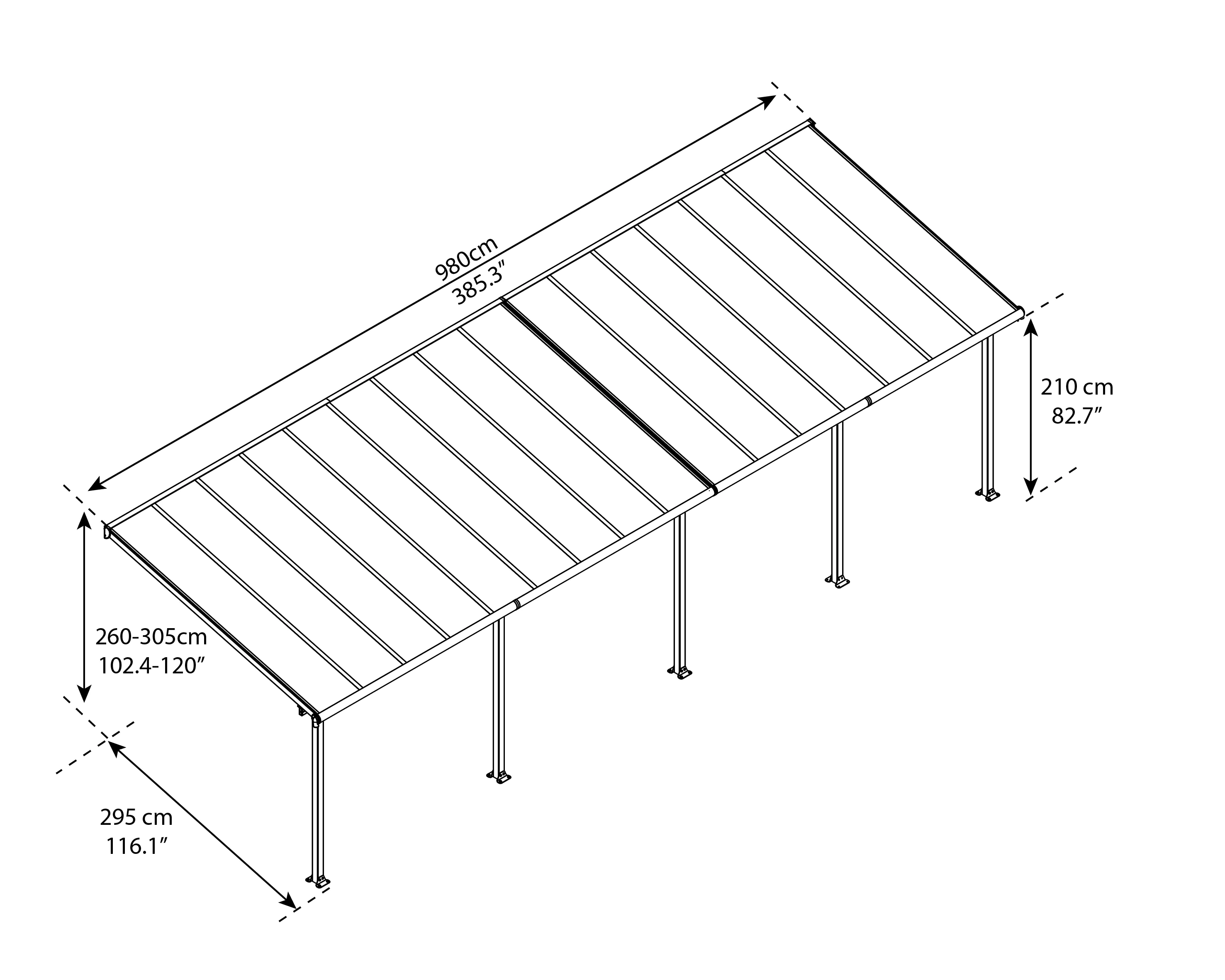 7290108134384_5 Canopia Terrassenüberdachung Olympia 3x9.8 weiß