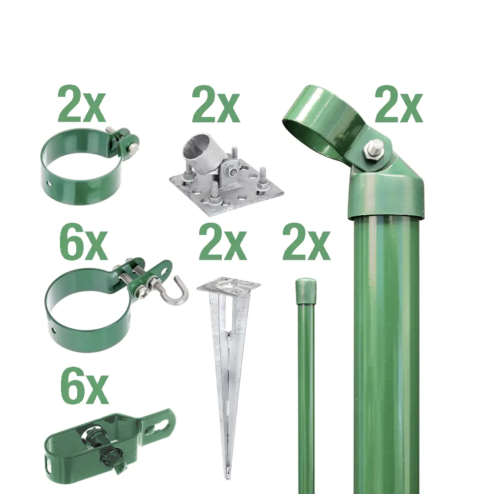 Alberts Zaunanschluss-Set zweiseitige Verbindung Ø 6 cm 100 cm grün 2 Stk Alberts Zaunanschluss-Set zweiseitige Verbindung Ø 6 cm 100 cm grün 2 Stk