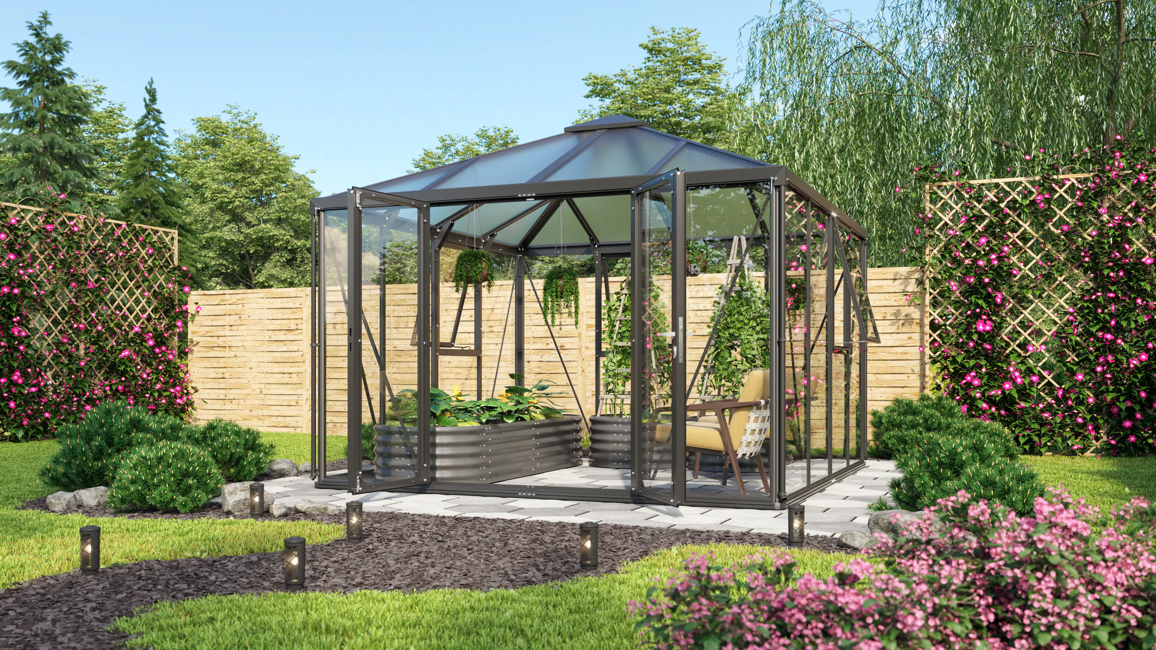 Vitavia Premium-Gewächshaus Minos 10200 317 x 322 cm 3 mm Sicherheitsglas