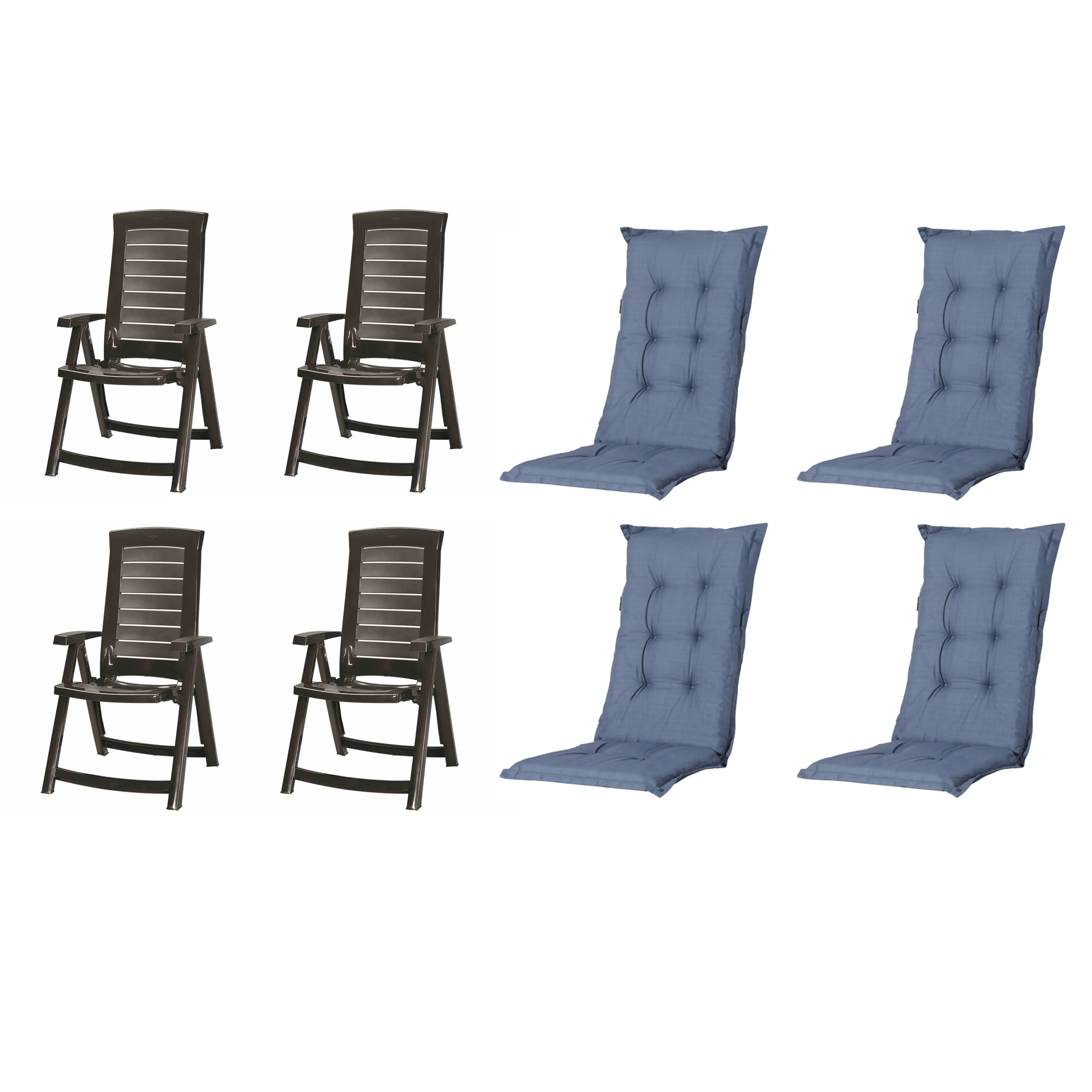 Jardin Gartenstuhl-Set Aruba mit Auflagen graphit/kobalt 8-tlg.