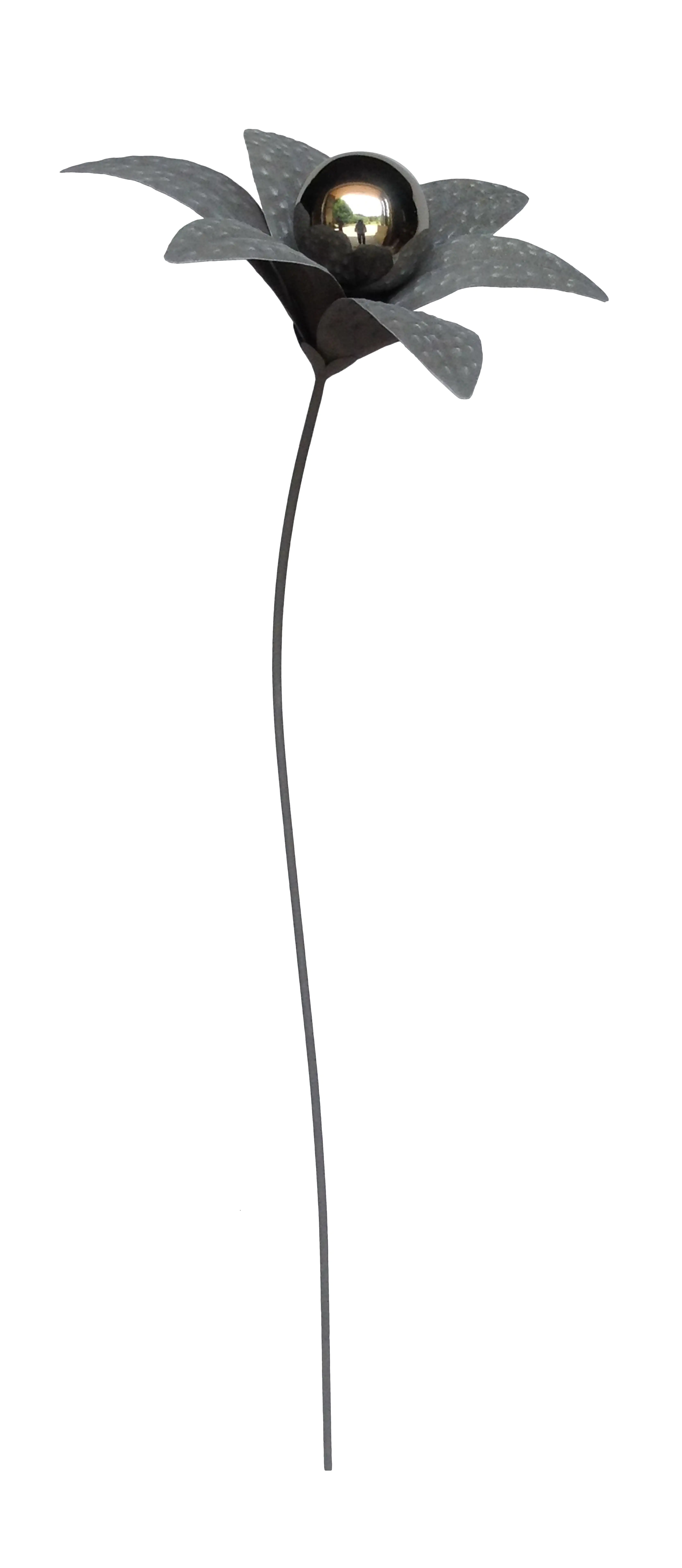 TrendLine Gartenstecker Blume Metall 30 x 124 cm silber 