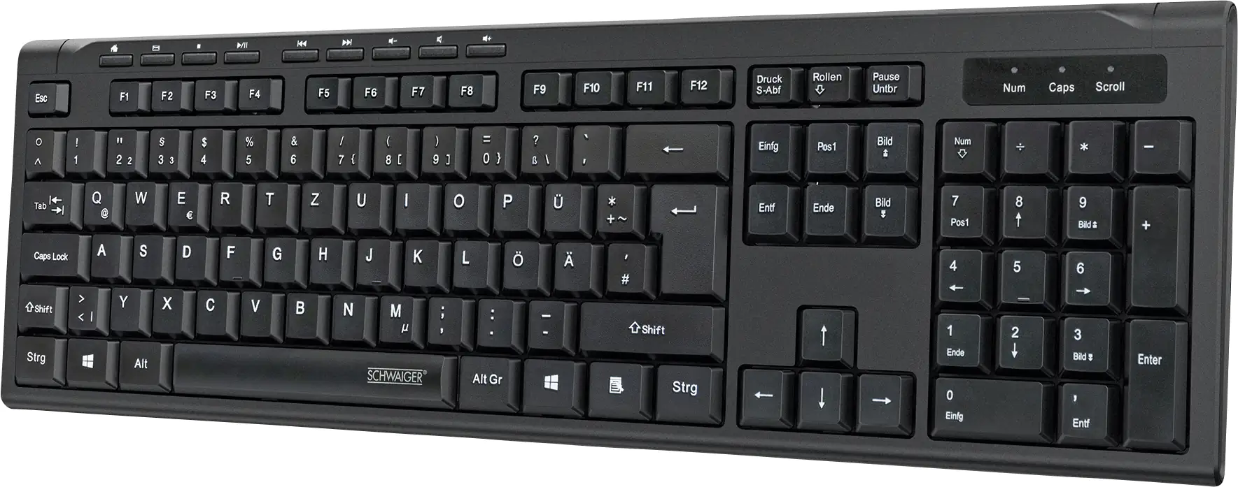 Schwaiger Computer Tastatur schwarz kabelgebunden, USB 2.0 A