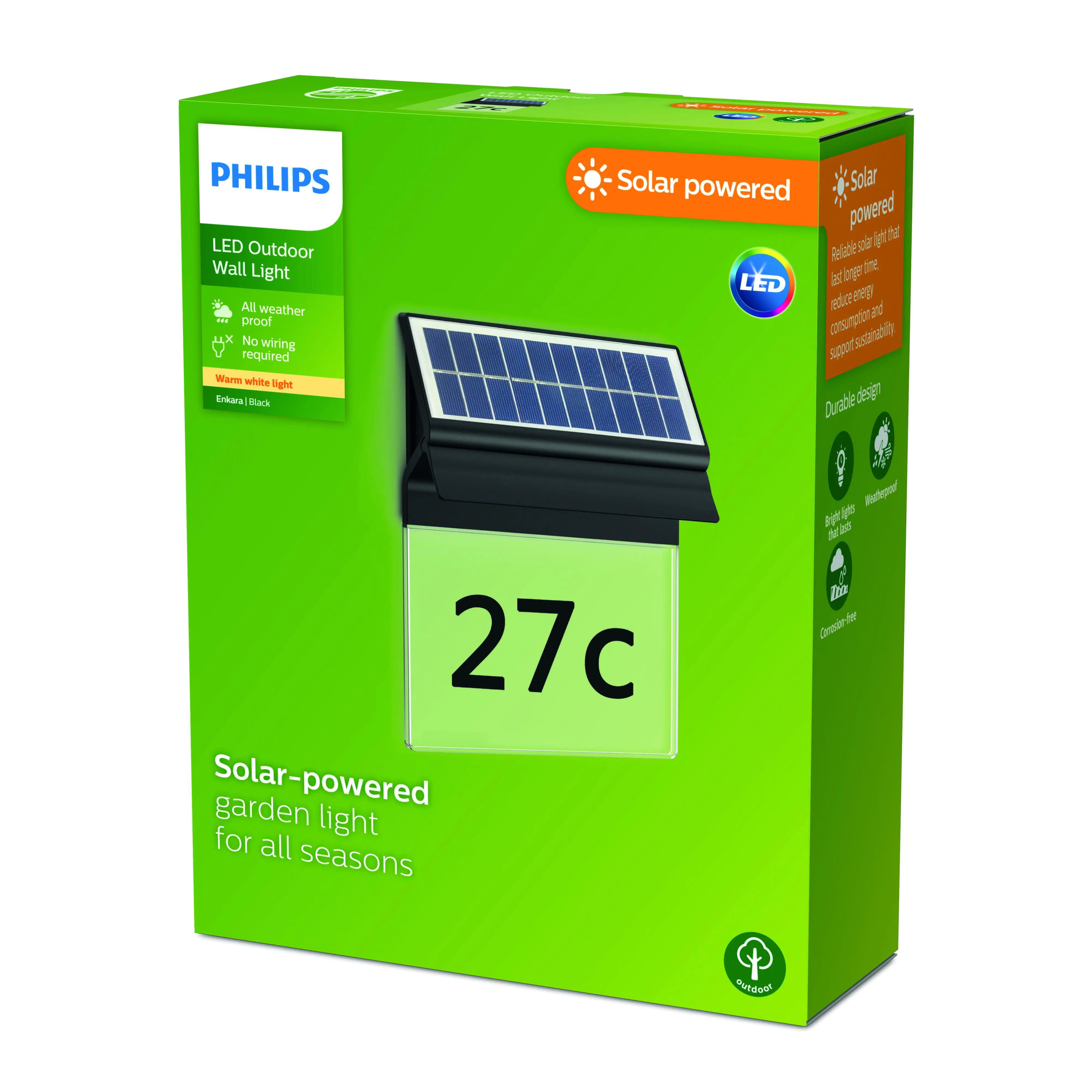 Solar Wandleuchte Enkara 24 x 19 x 6,8 cm schwarz