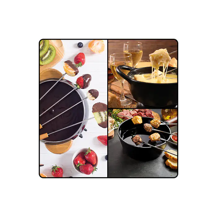 Clatronic Fondue FD3783 Edelstahltopf, 8 Fonduegabeln