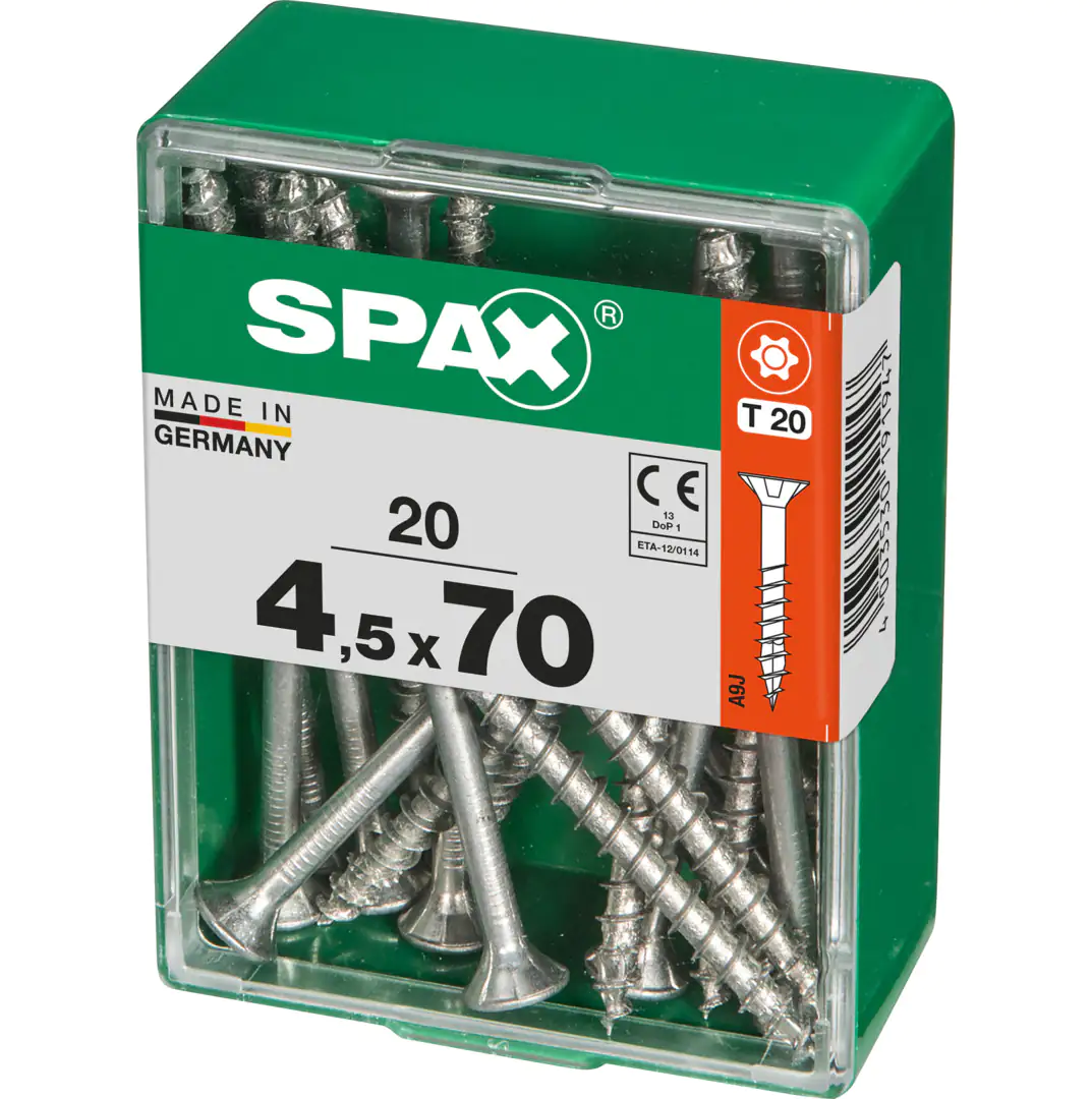Spax Universalschrauben 4.5 x 70 mm TX 20 Senkkopf - 20 Stk. Spax Universalschrauben 4.5 x 70 mm TX 20 Senkkopf - 20 Stk.