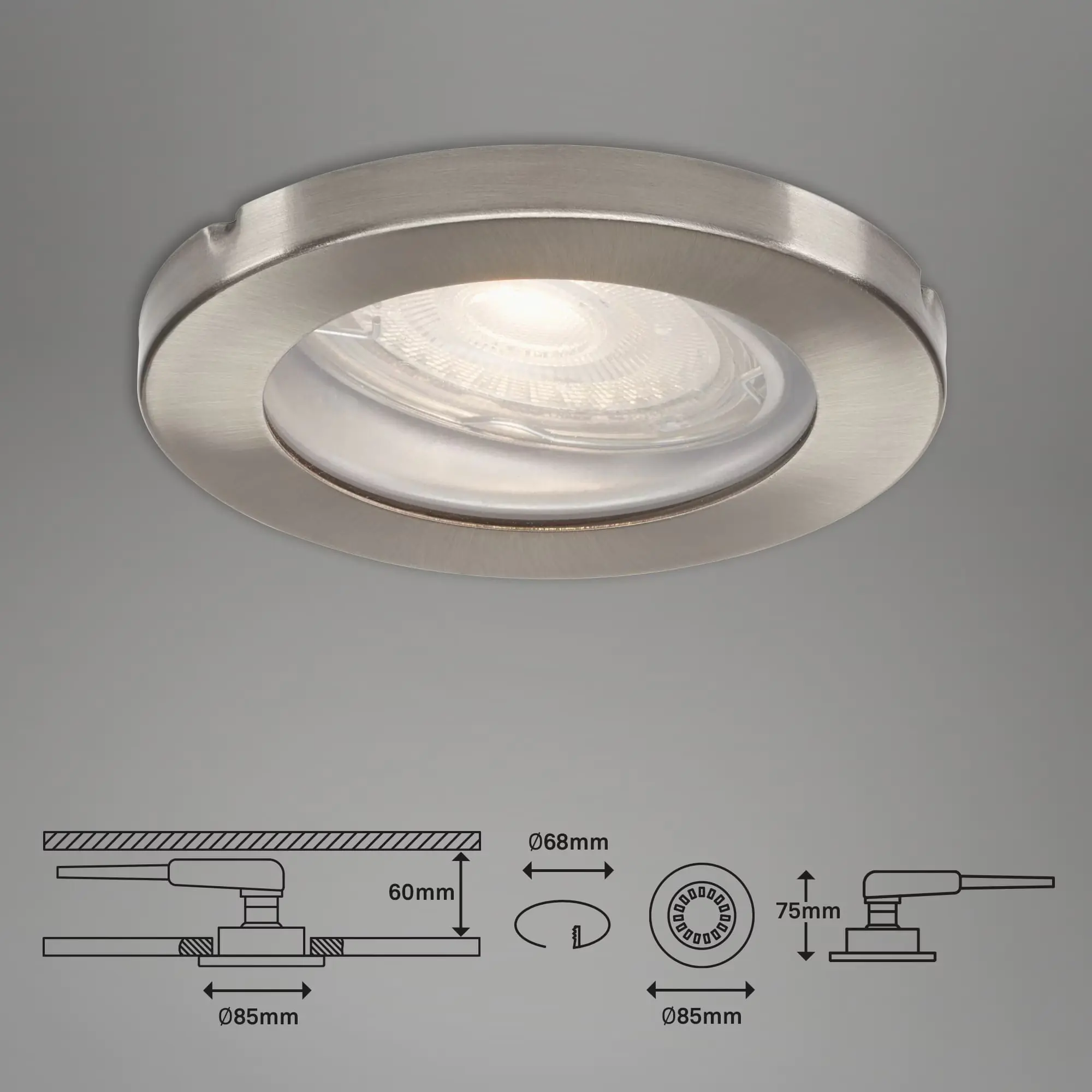 Di-Ka LED Einbauleuchte Kowali 3er Set nickel-matt Ø 8,5 cm 4,7W, warmweiß