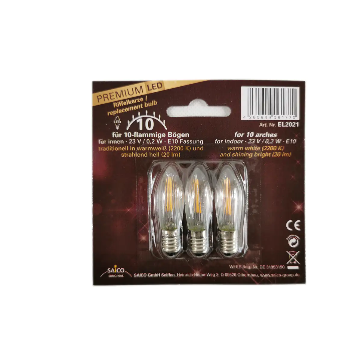 Saico LED-Ersatzlampe, E 10, 23 V, 0,2 W Saico LED-Ersatzlampe, E 10, 23 V, 0,2 W