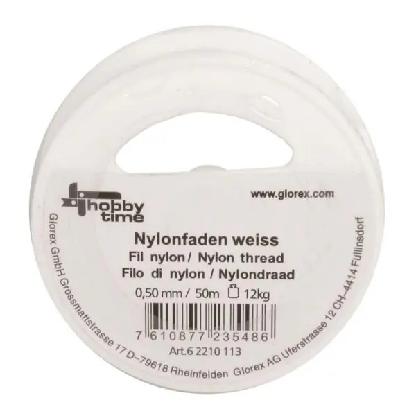 Glorex Nylonfaden weiß 0,50 mm, 50 m
