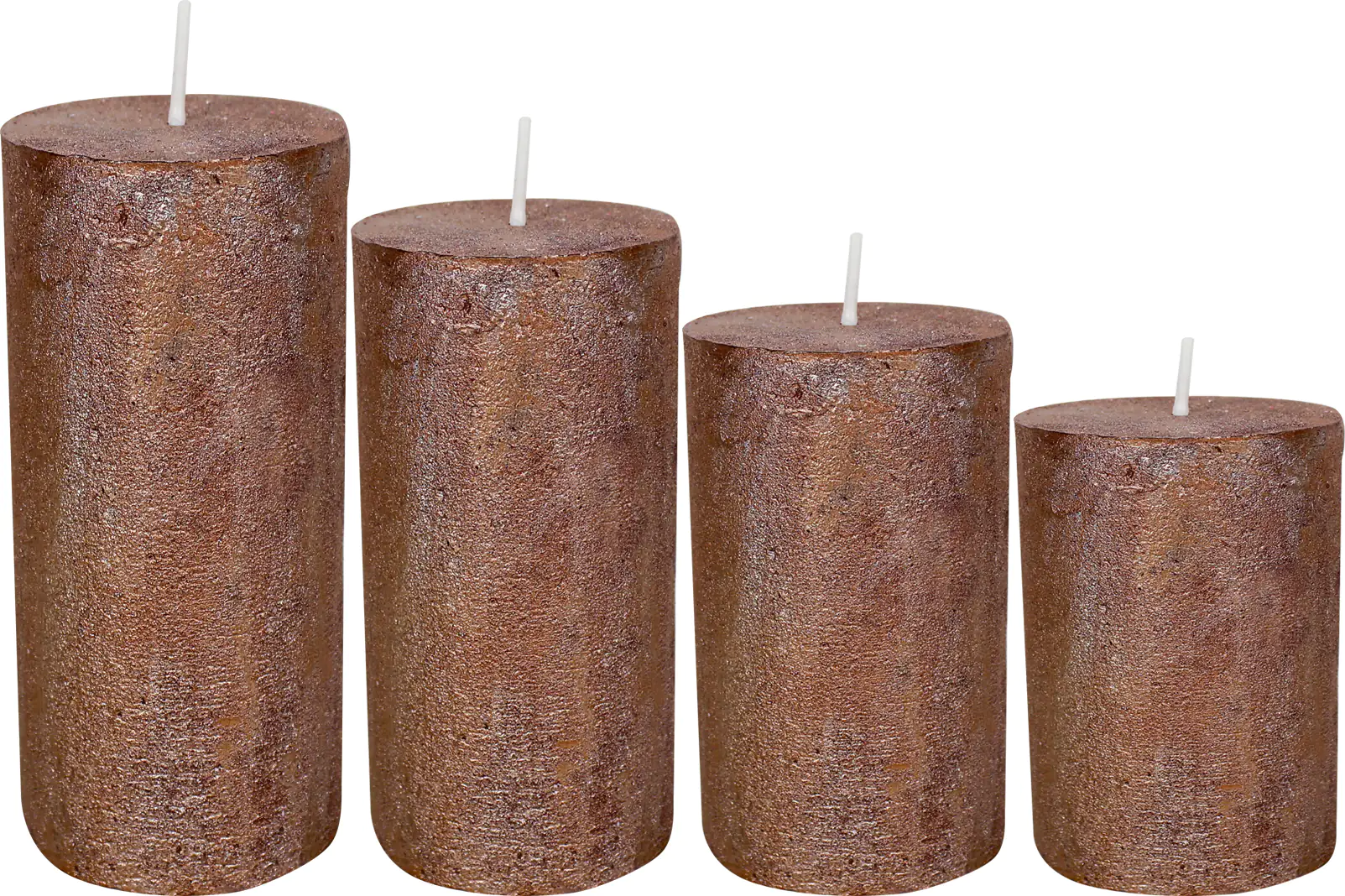 House of Rustic 4er Kerzen-Set cooper Ø 6 x 8-10-12-14 cm