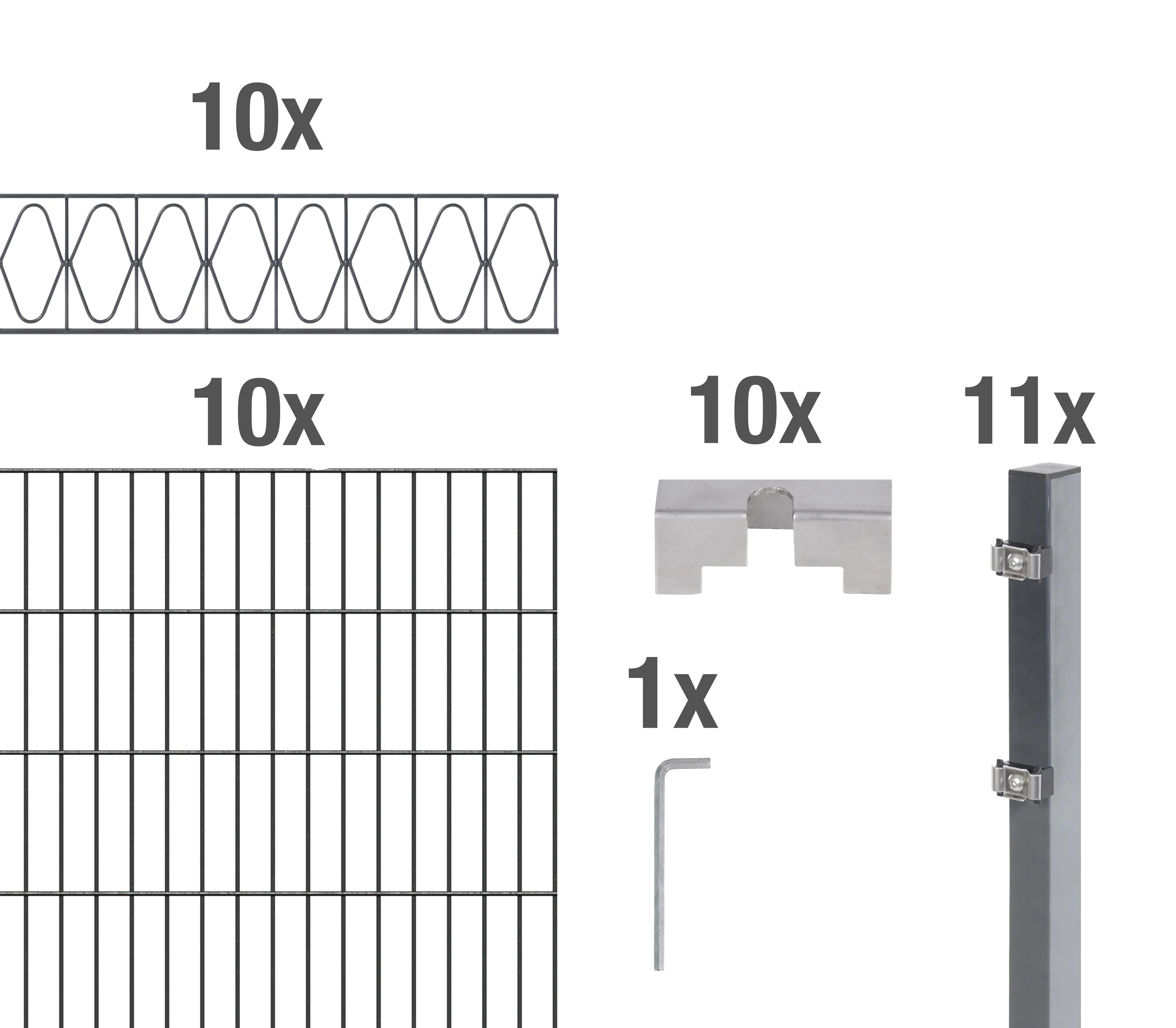 Alberts Doppelstabmatten-Grundset Eleganz 200 x 120 cm 20 m anthrazit