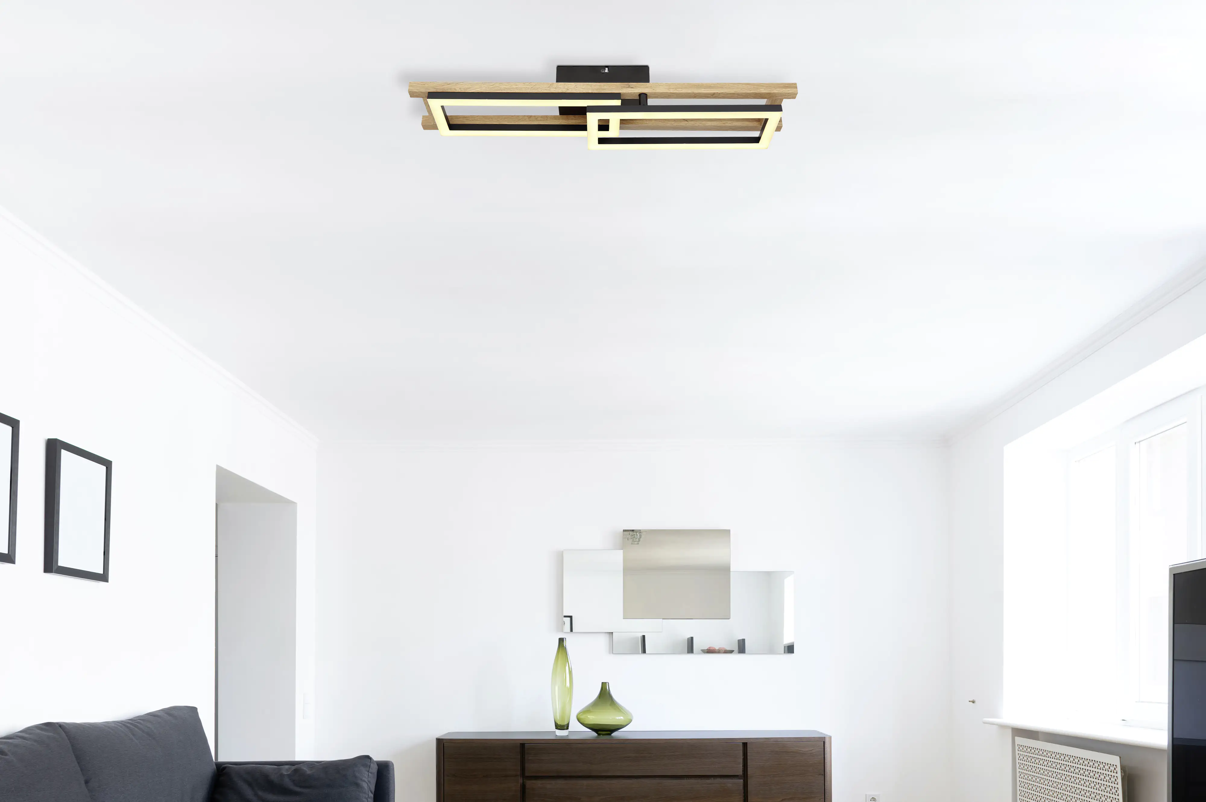 Globo LED Deckenleuchte Illa dunkelbraun-schwarz 69 x 36,5 cm warmweiß Globo LED Deckenleuchte Illa dunkelbraun-schwarz 69 x 36,5 cm warmweiß
