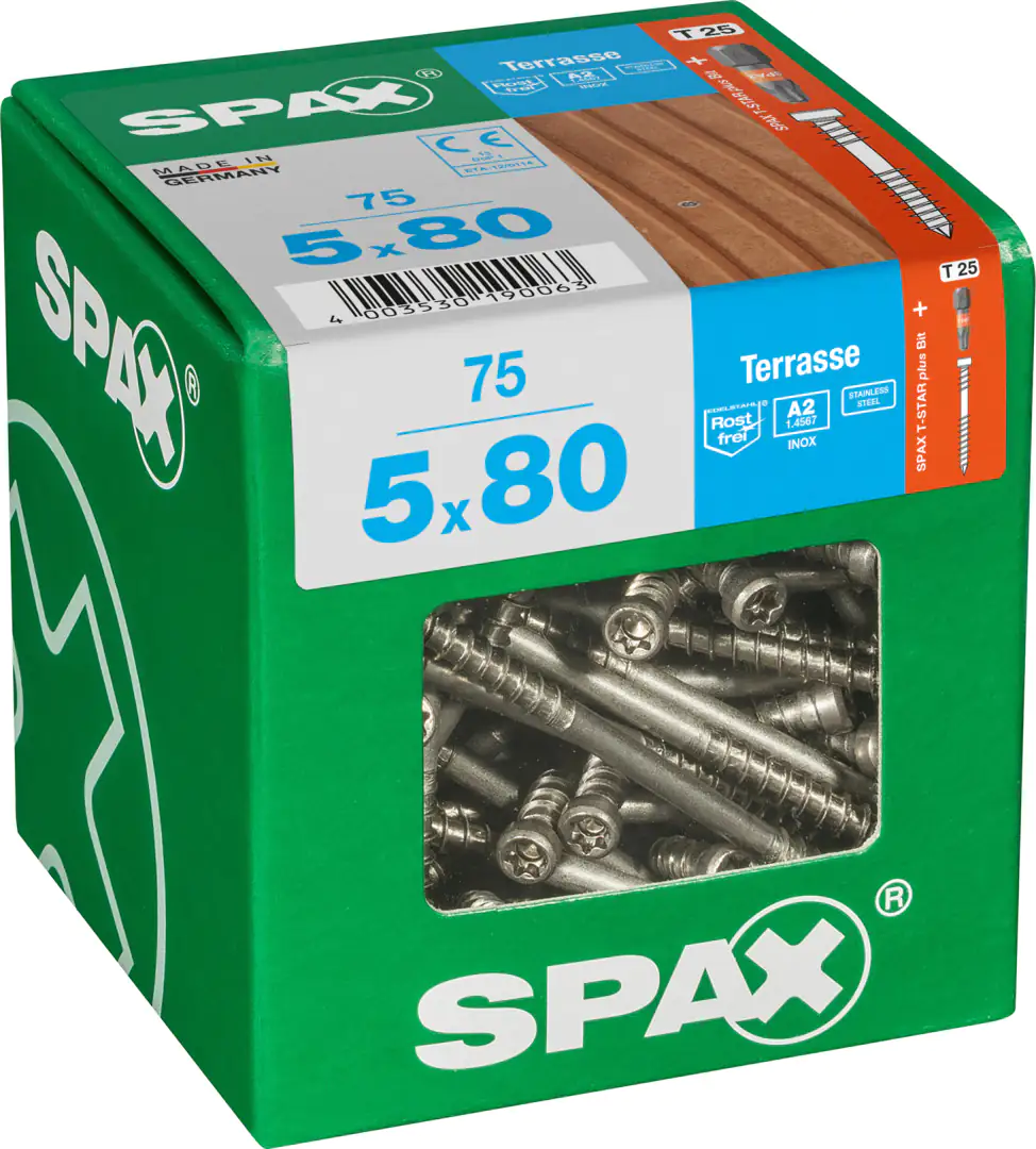 Spax Terrassenschrauben 5.0 x 80 mm TX 25 - 75 Stk.