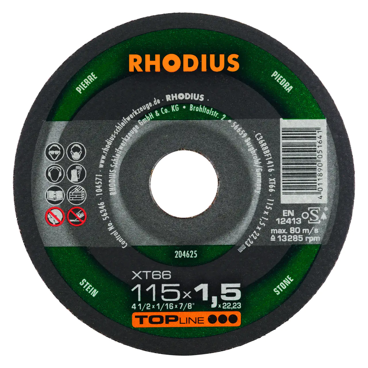 Rhodius Trennscheibe extradünn XT66 Ø 115 mm Bohrung 22,23 mm
