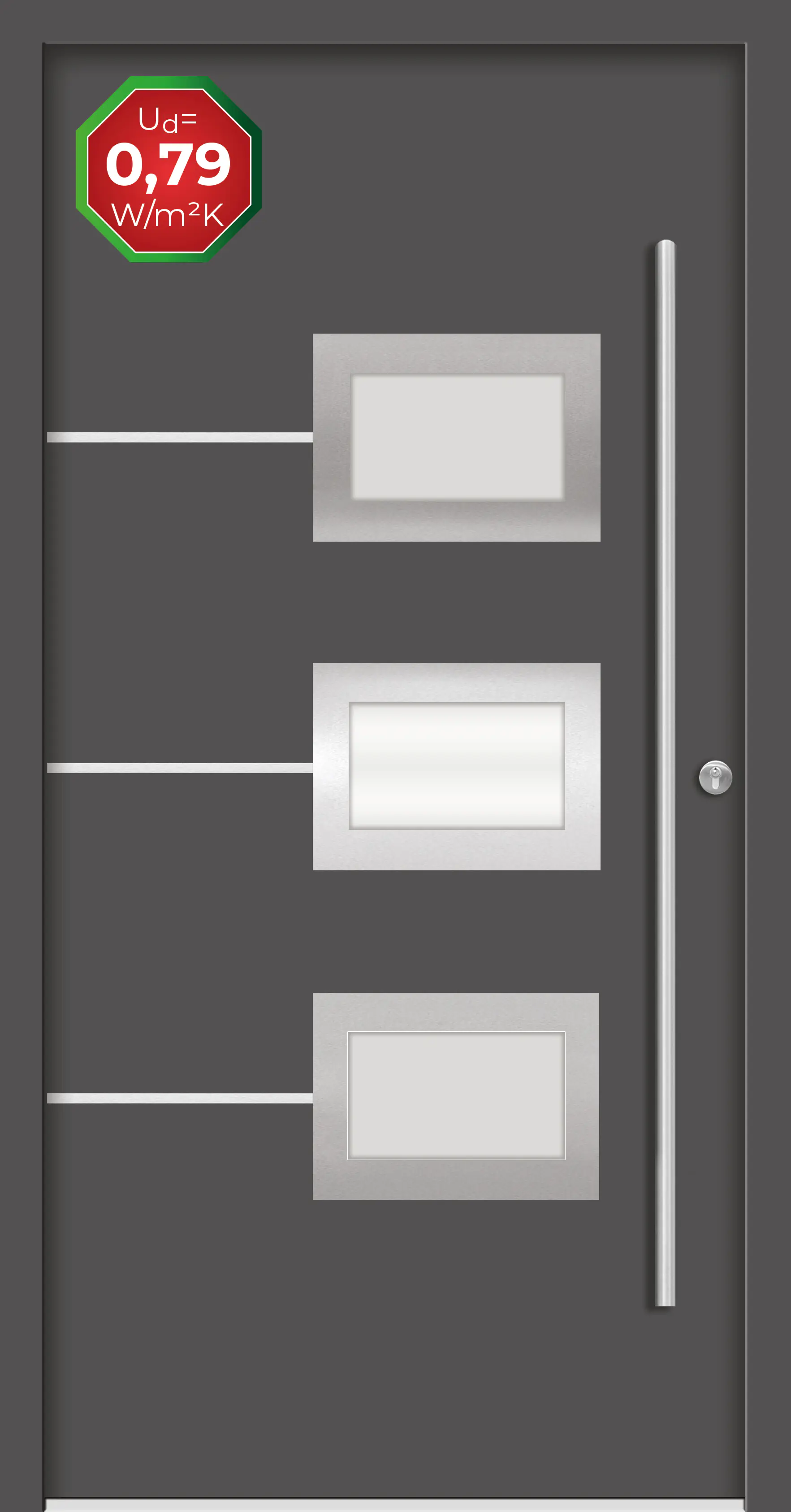 Splendoor Haustür Passivedoor Premium B03 Anthrazit DIN Rechts 110 x 210 cm