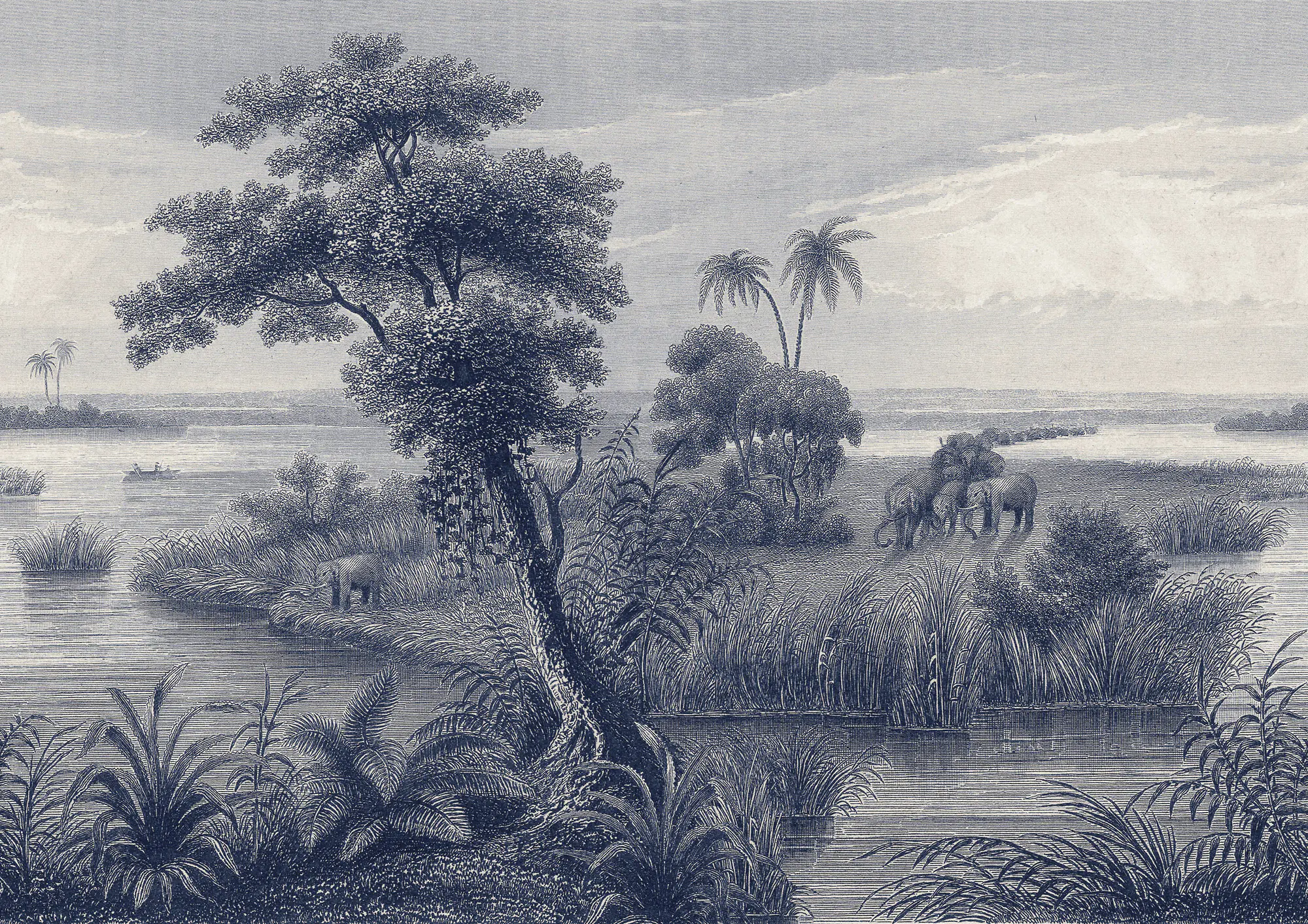 Rasch Vlies Fototapete 556117 Blau-Mittelblau Muster & Motive 3 m x 4,24 m