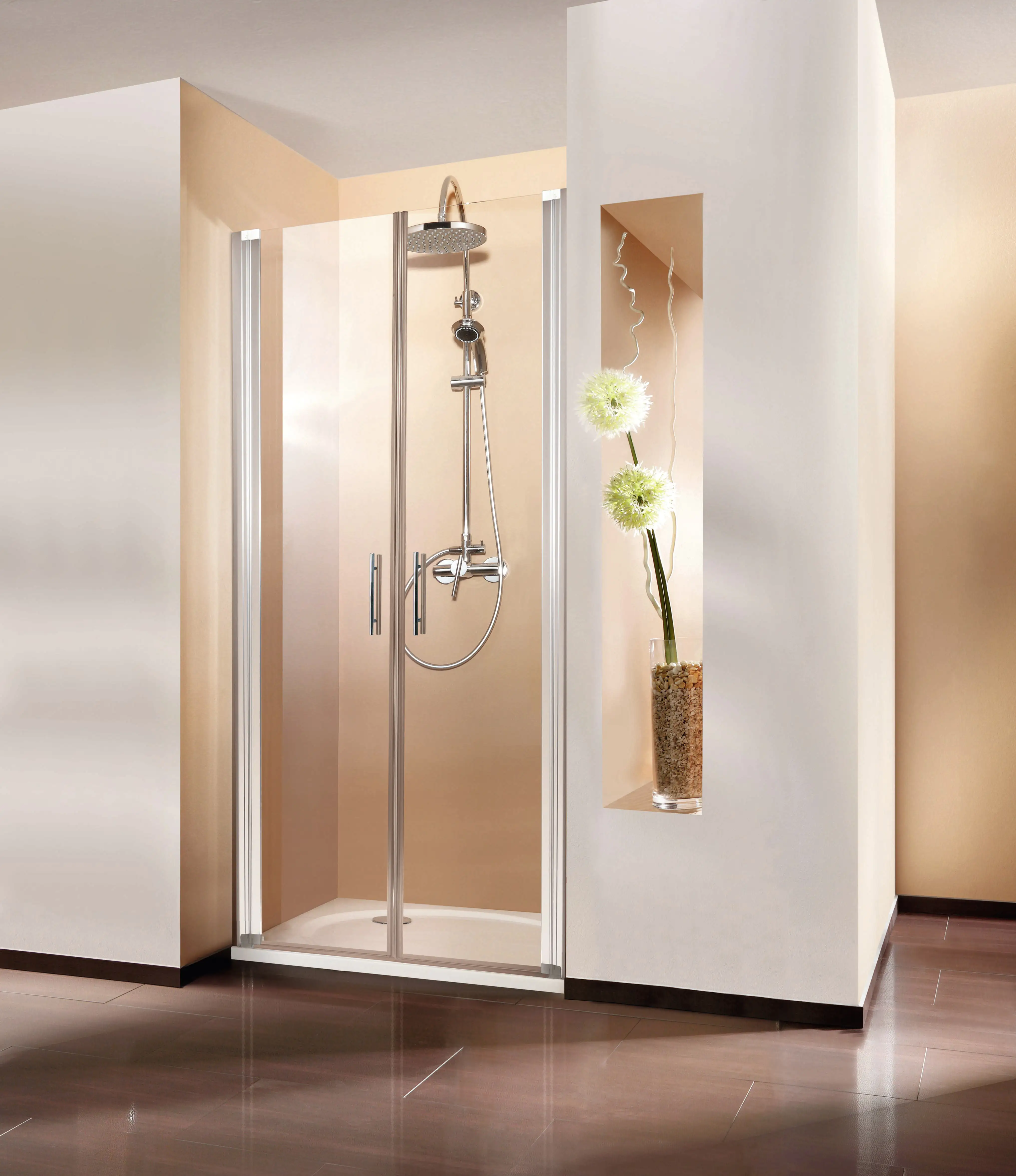 Breuer Pendeltür Fara 5 90 x 190 cm, Alu silber matt, klarglas