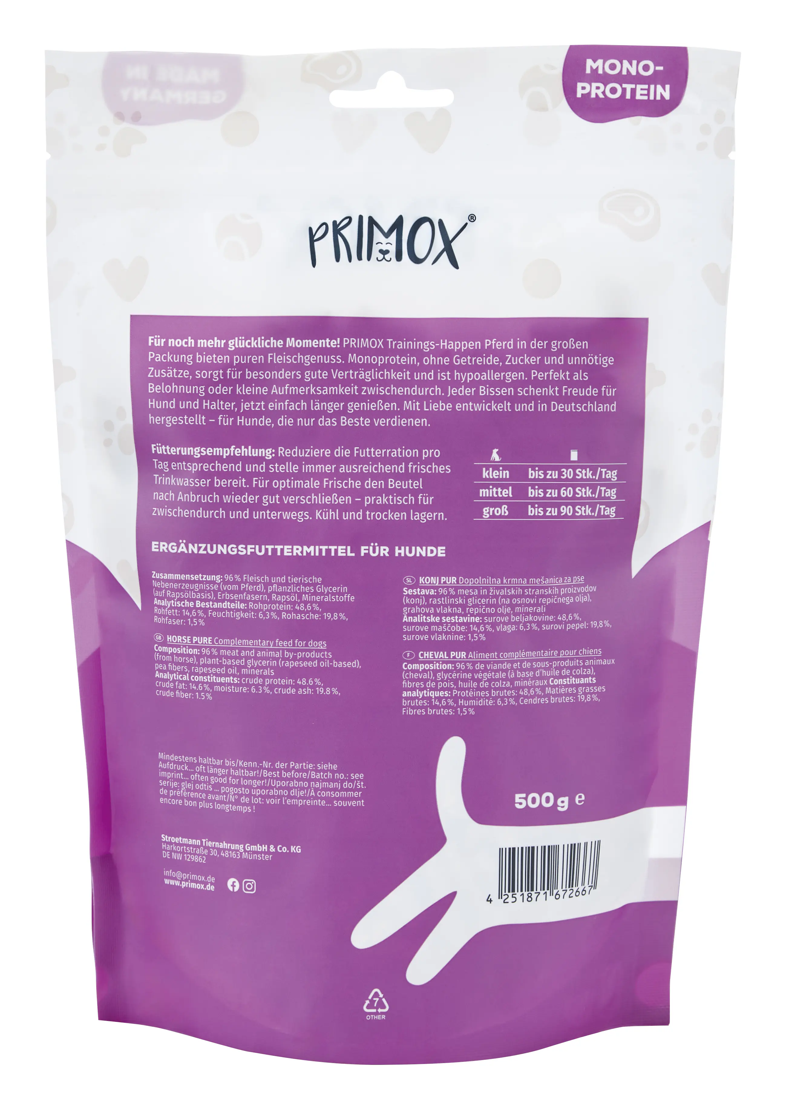 Primox Hundeleckerli Snack getreidefrei 500 g Pferd