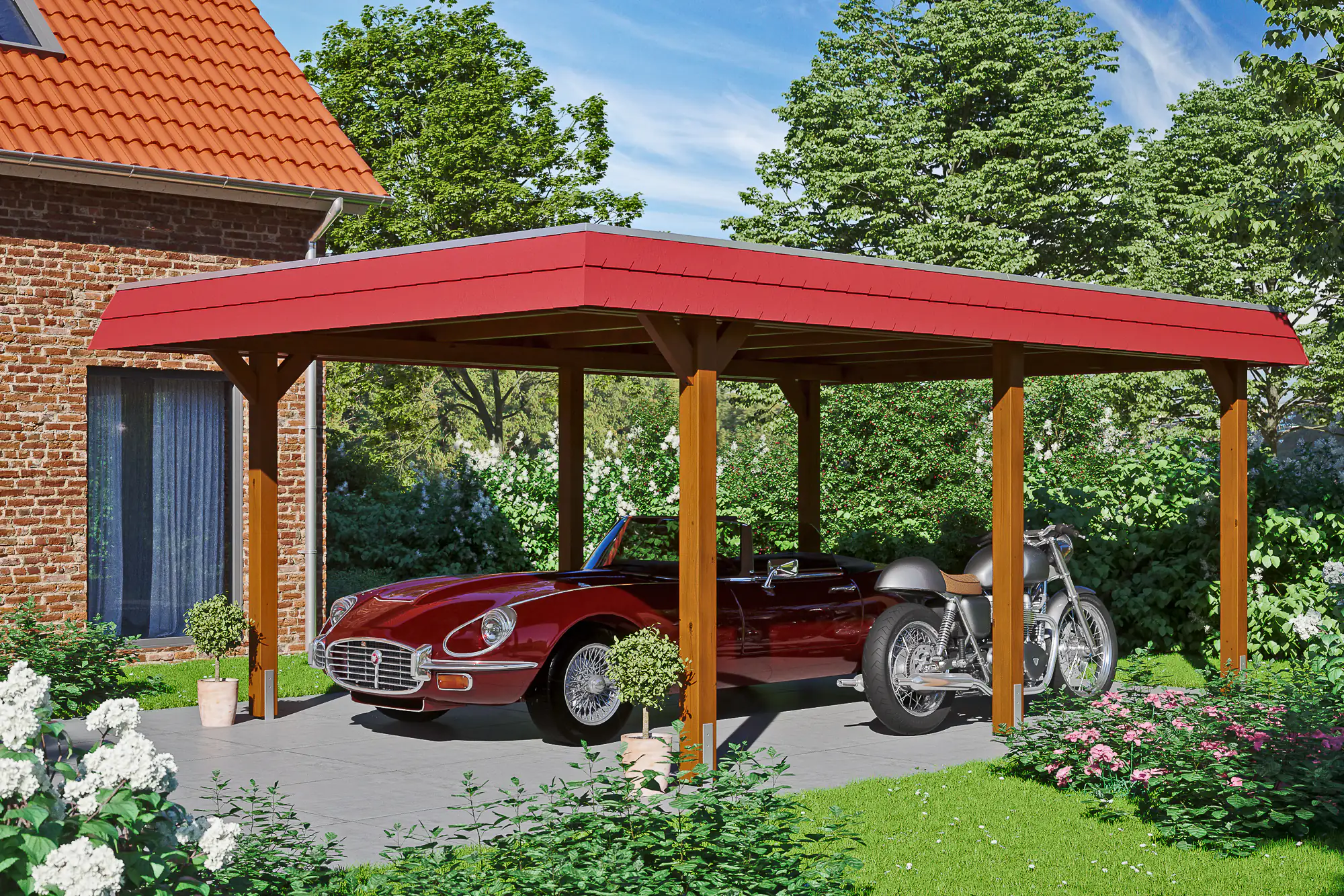SKAN HOLZ Carport Wendland 409 x 628 cm mit Aluminiumdach