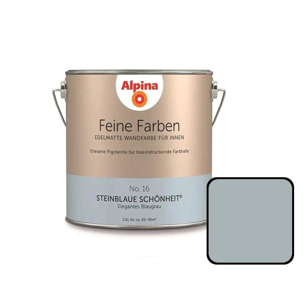 Alpina Feine Farben No. 16 Steinblaue Schönheit 2,5 L elegantes blaugrau edelmatt Alpina Feine Farben No. 16 Steinblaue Schönheit 2,5 L elegantes blaugrau edelmatt