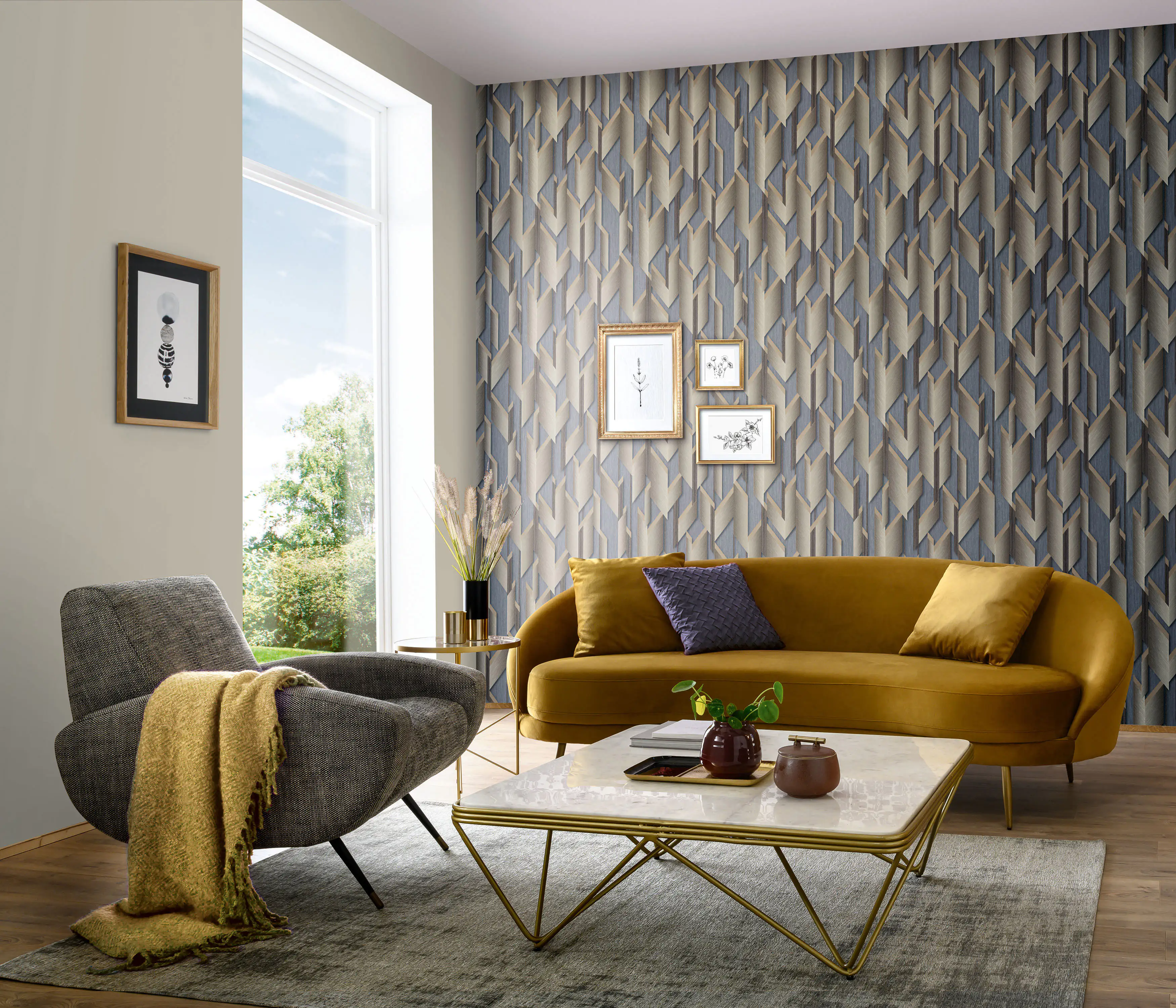 4002790210559_2 Guido Maria Kretschmer Vliestapete 10145-30 Fashion For Walls grafik gold 10,05 x 0,53 m