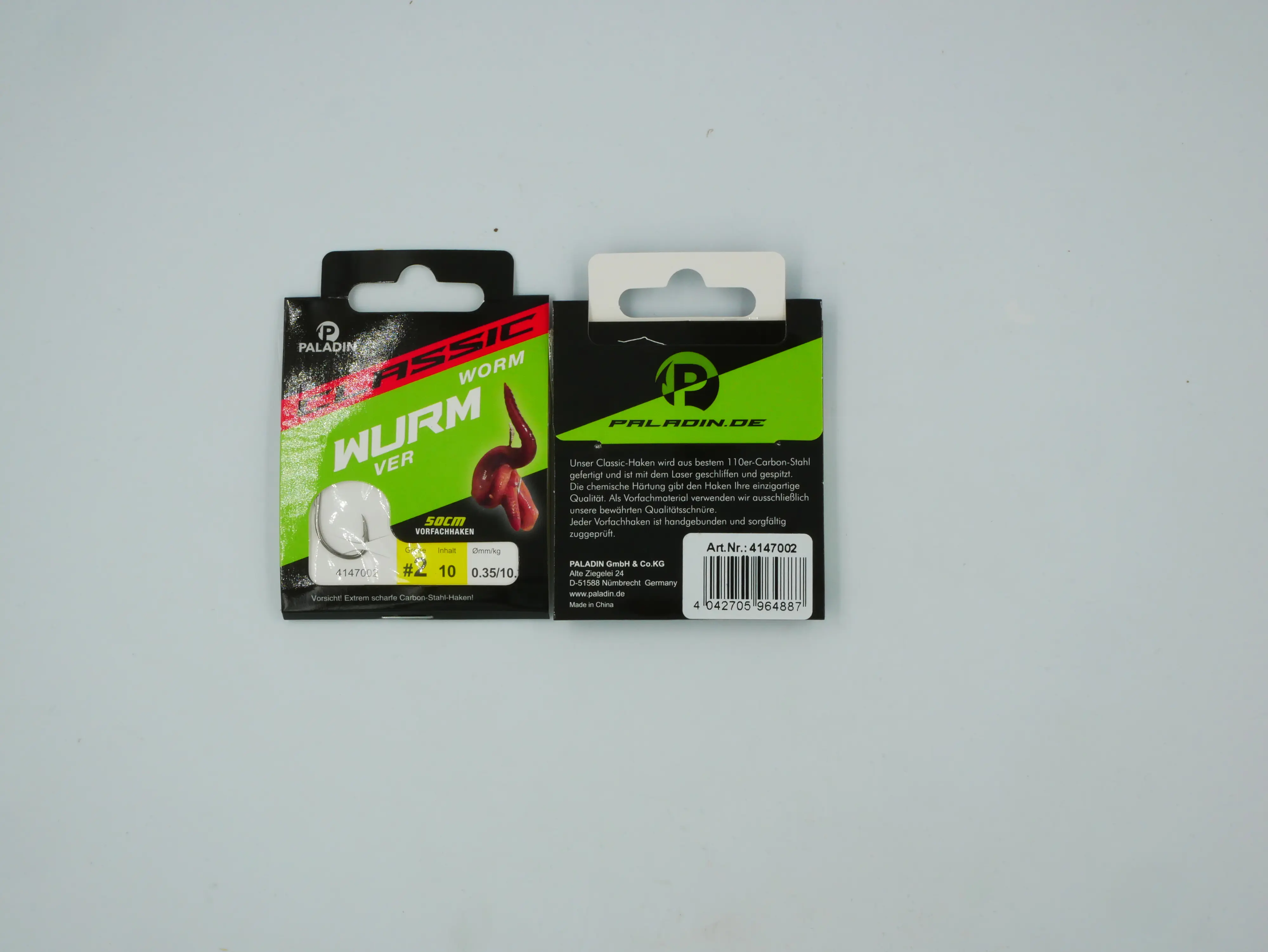 Paladin Wurmhaken gebunden Größe 2 50 cm 10 Stück gunsmoke 
