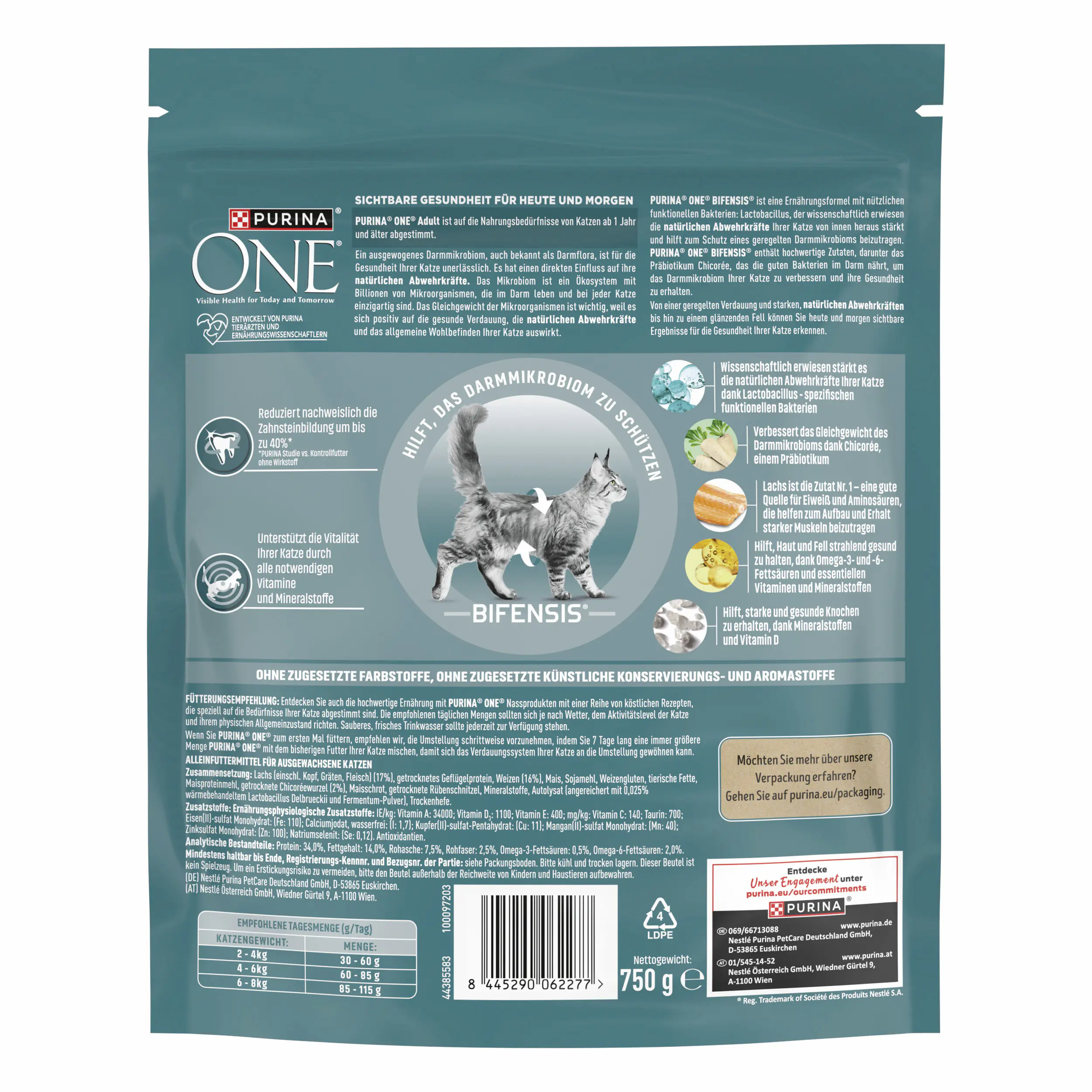 Purina ONE Adult reich an Lachs und Vollkorn-Getreide 750 g