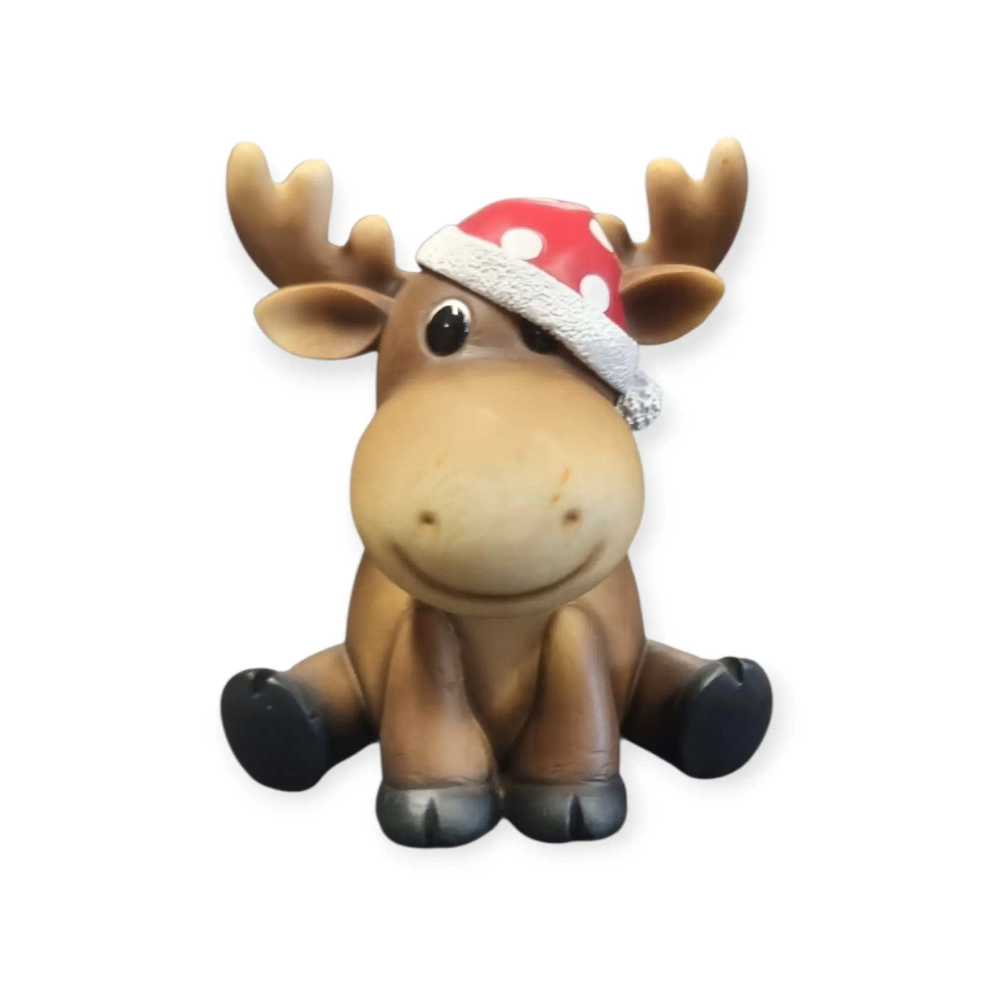 Dekofigur Elch mit Mütze 17 x 15,5 x 13 cm bunt