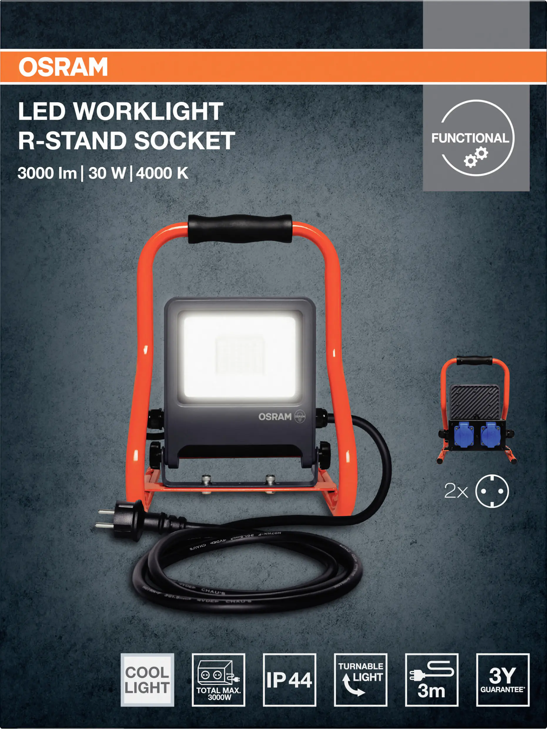 Osram LED Baustrahler Worklight 30 W kaltweiß dunkelgrau