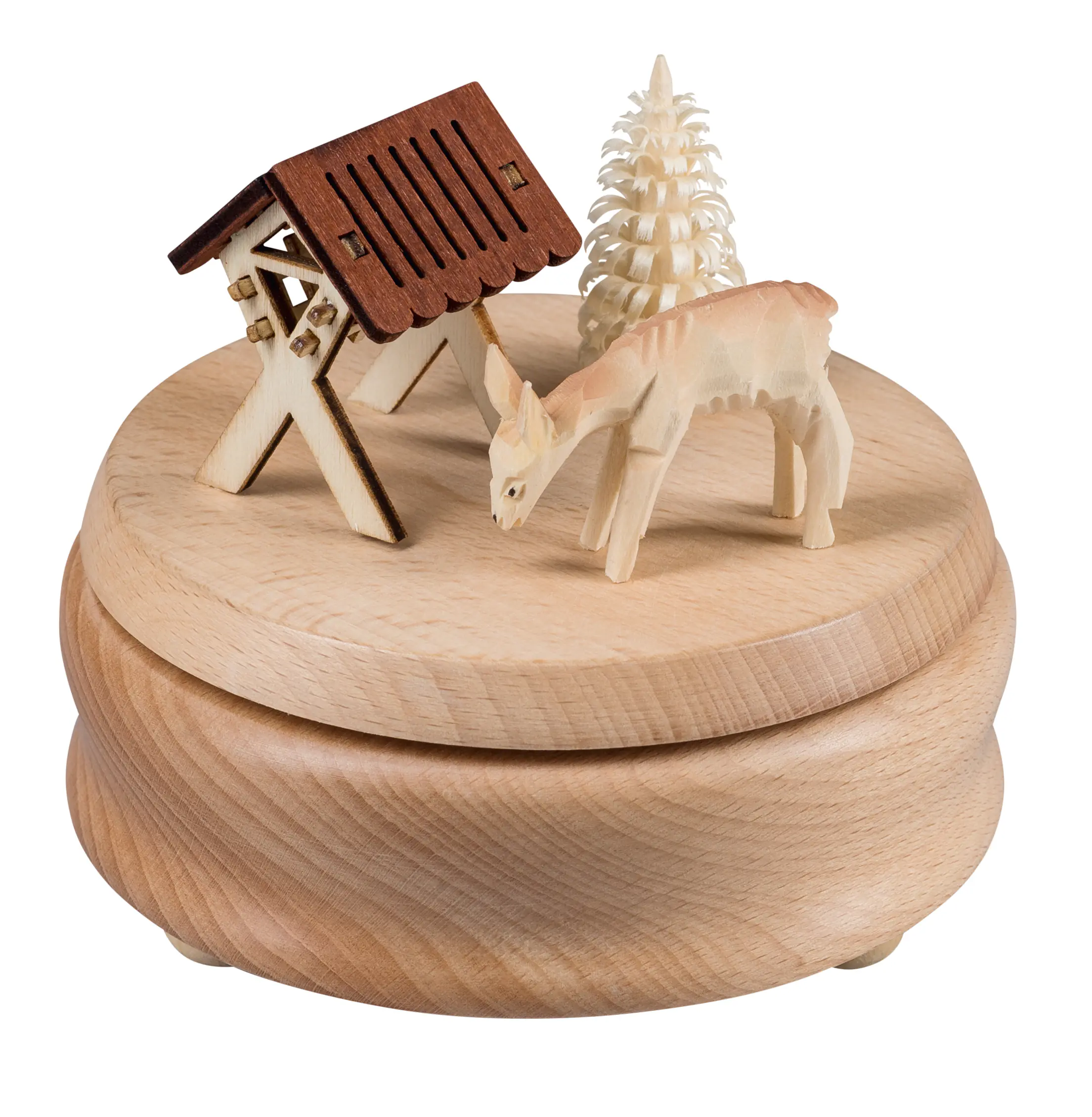 Saico Dekofigur Spieluhr Reh mit Futterkrippe 12 x 11 cm natur
